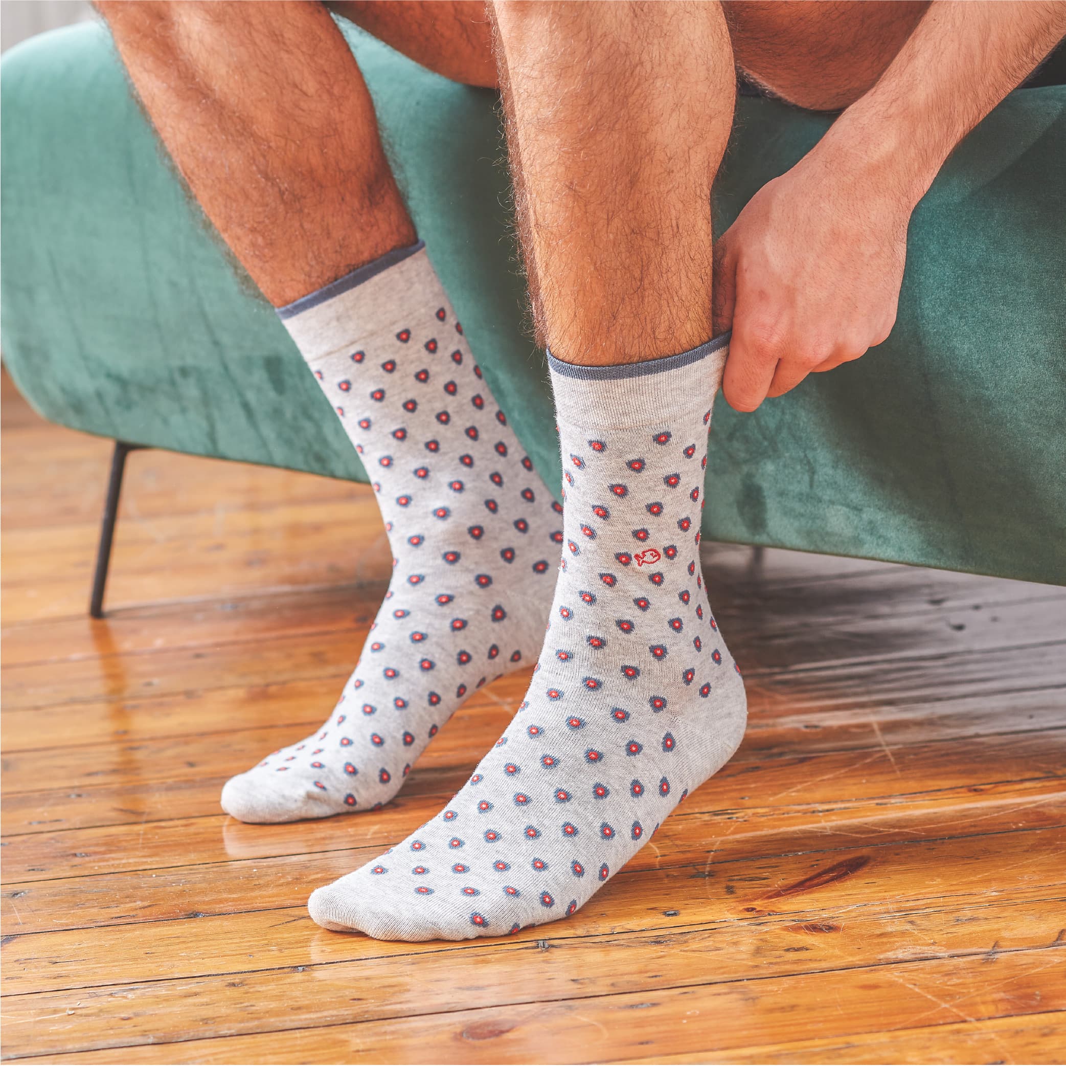 Chaussettes en coton peigné Patch blanc