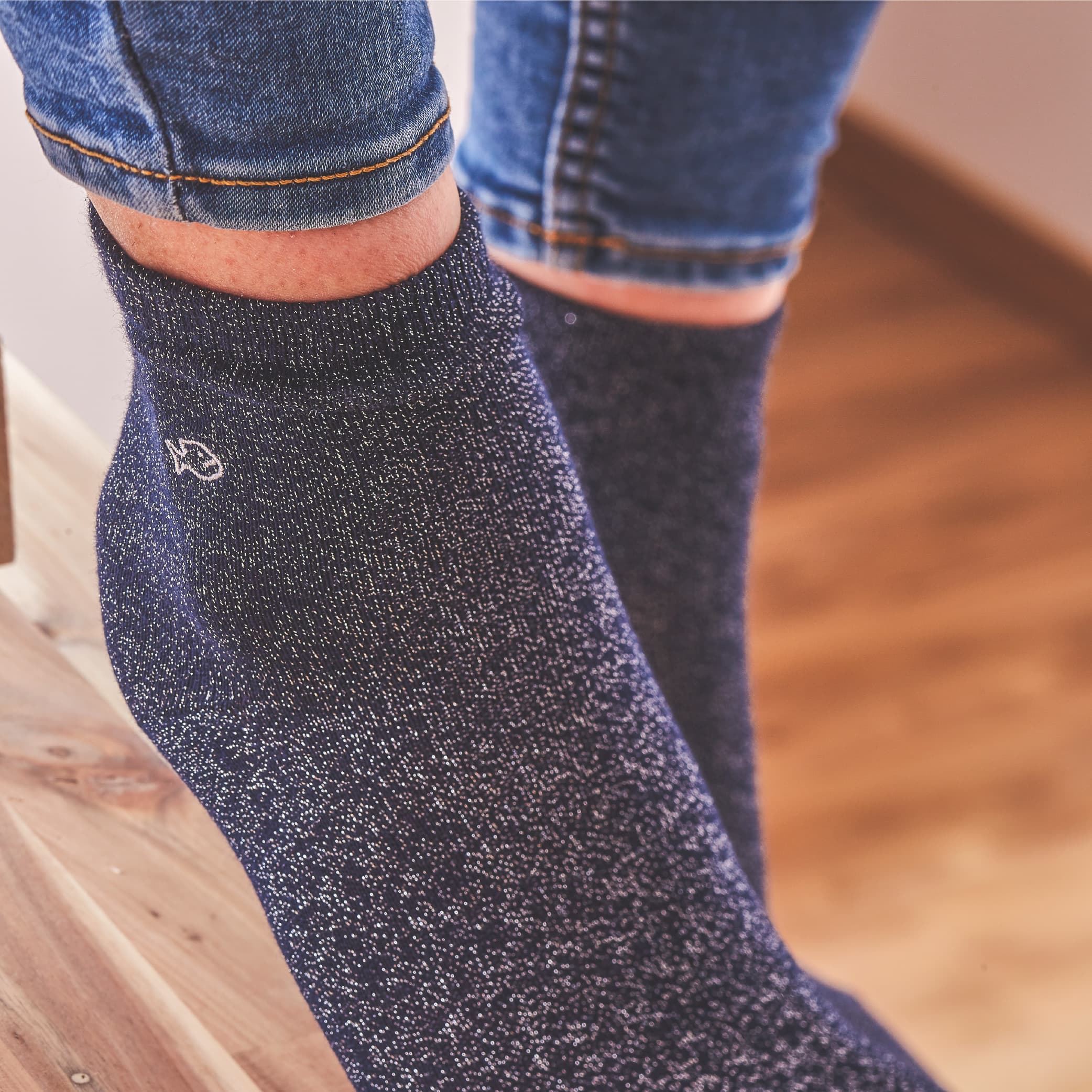 Socks in combed cotton Plain - Steel blue