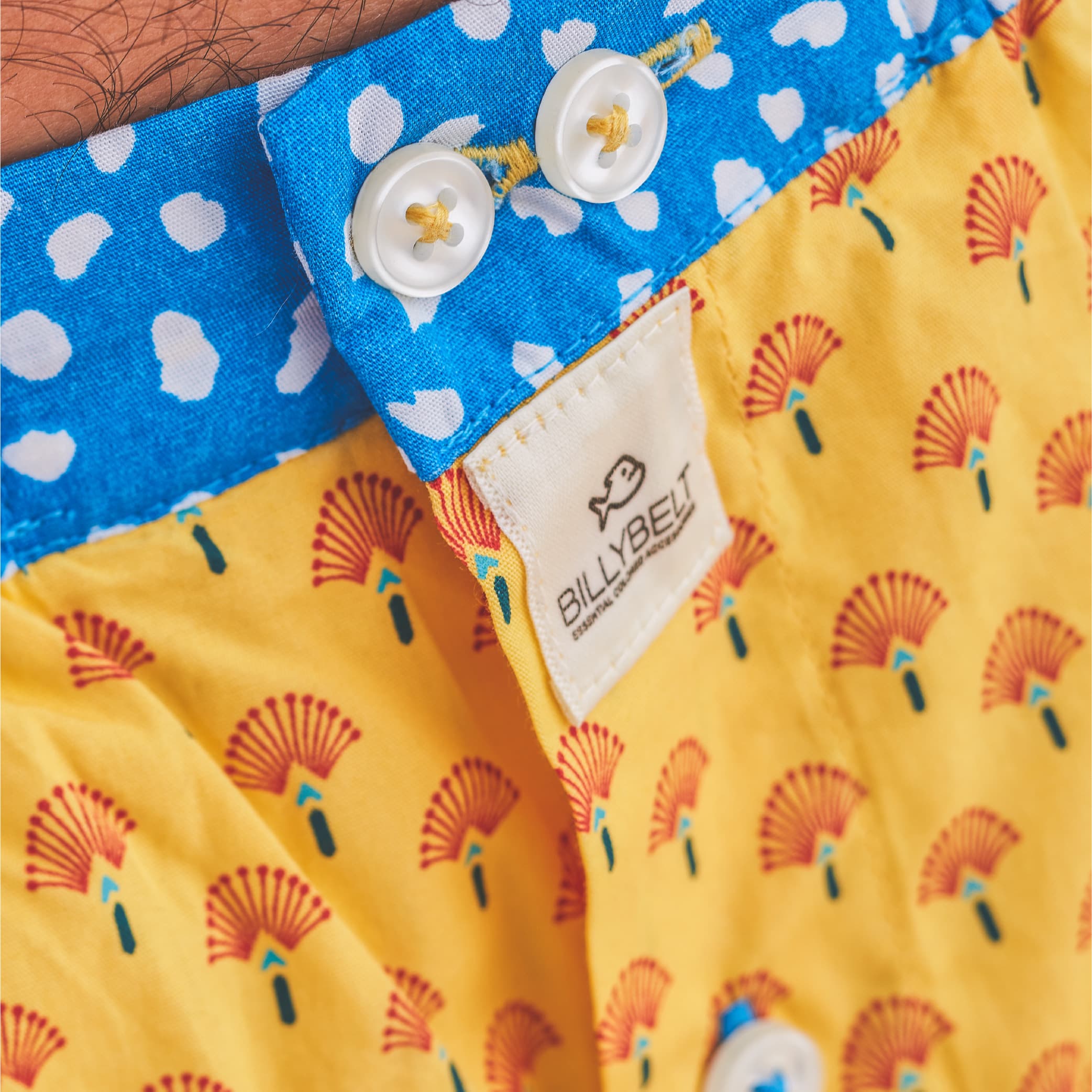 Boxer shorts 100% organic cotton Yellow peacock