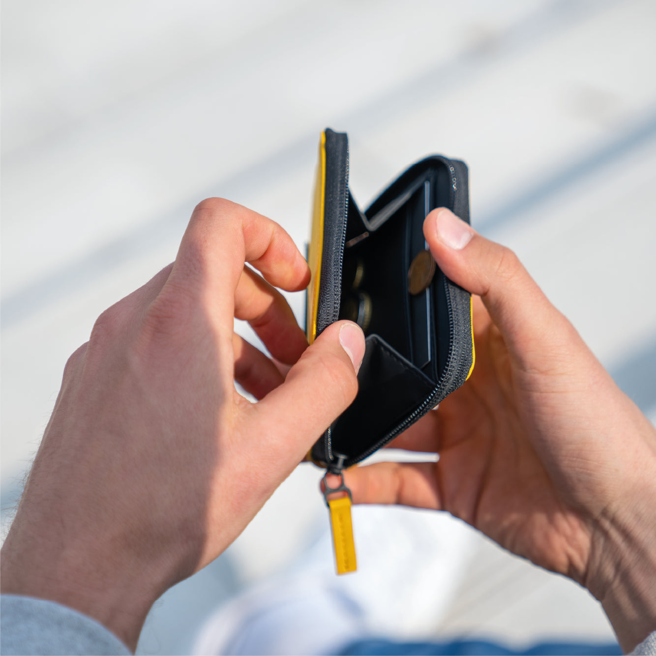 PU wallet Yellow cotton and leather