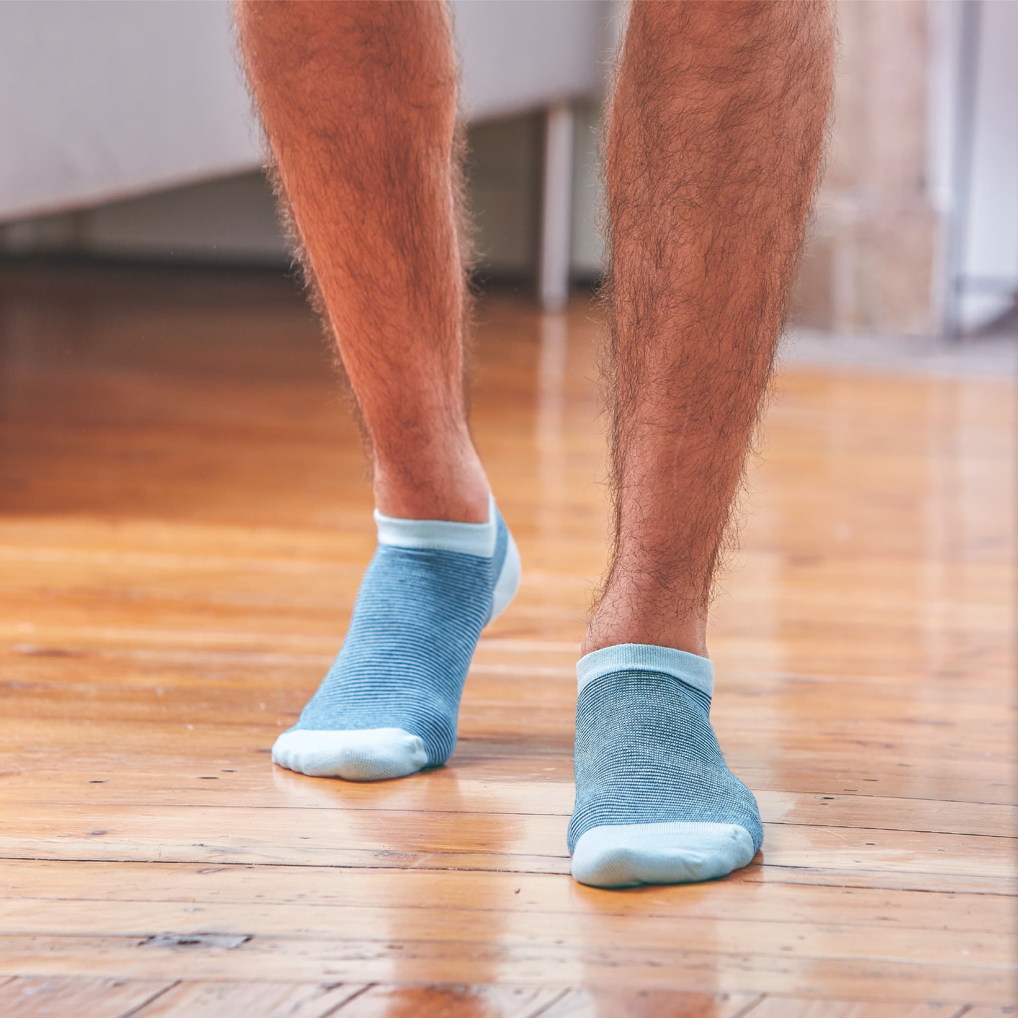 Ankle socks in combed cotton Striped - Navy blue