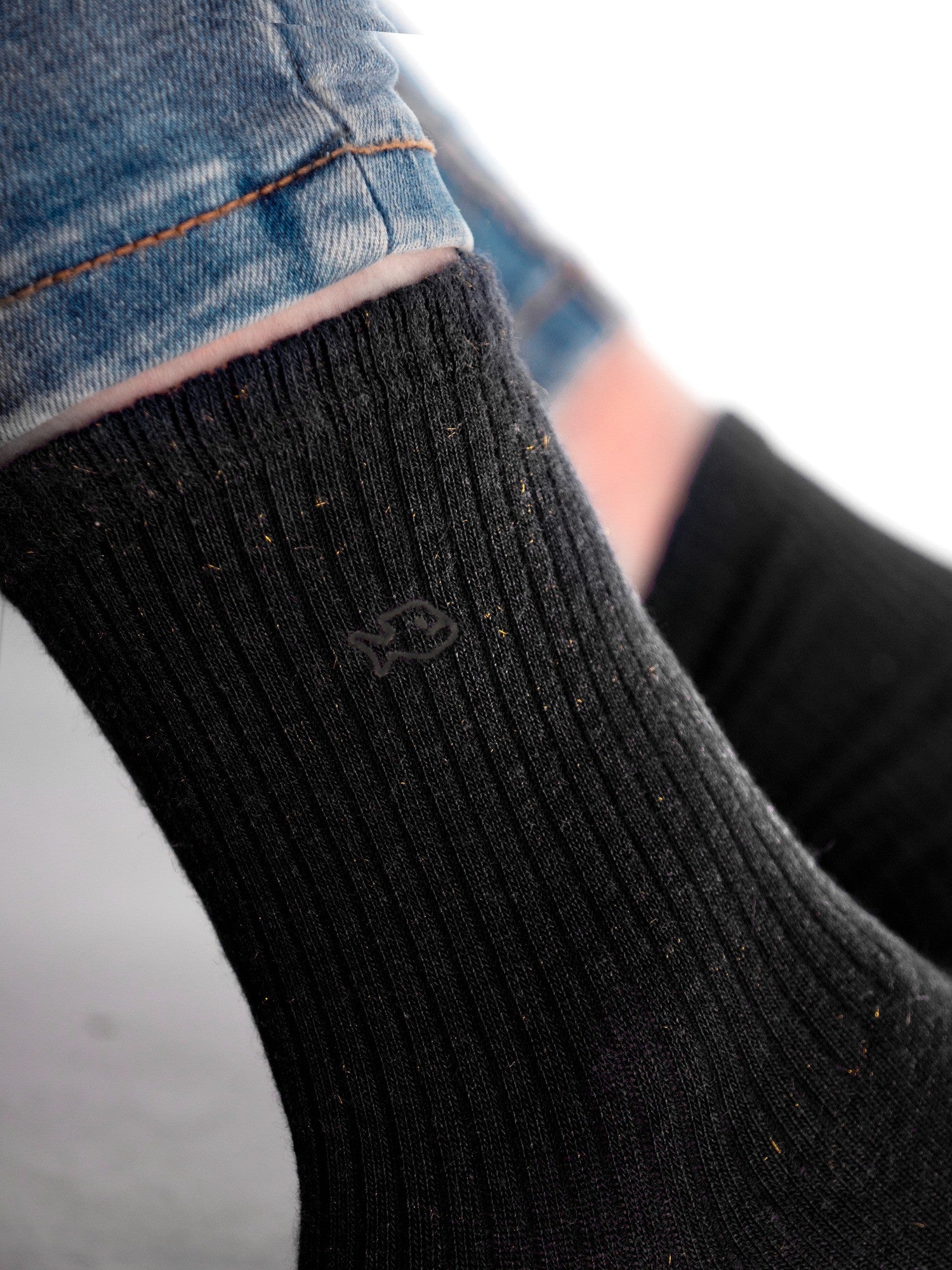 Dark grey high rib cotton socks