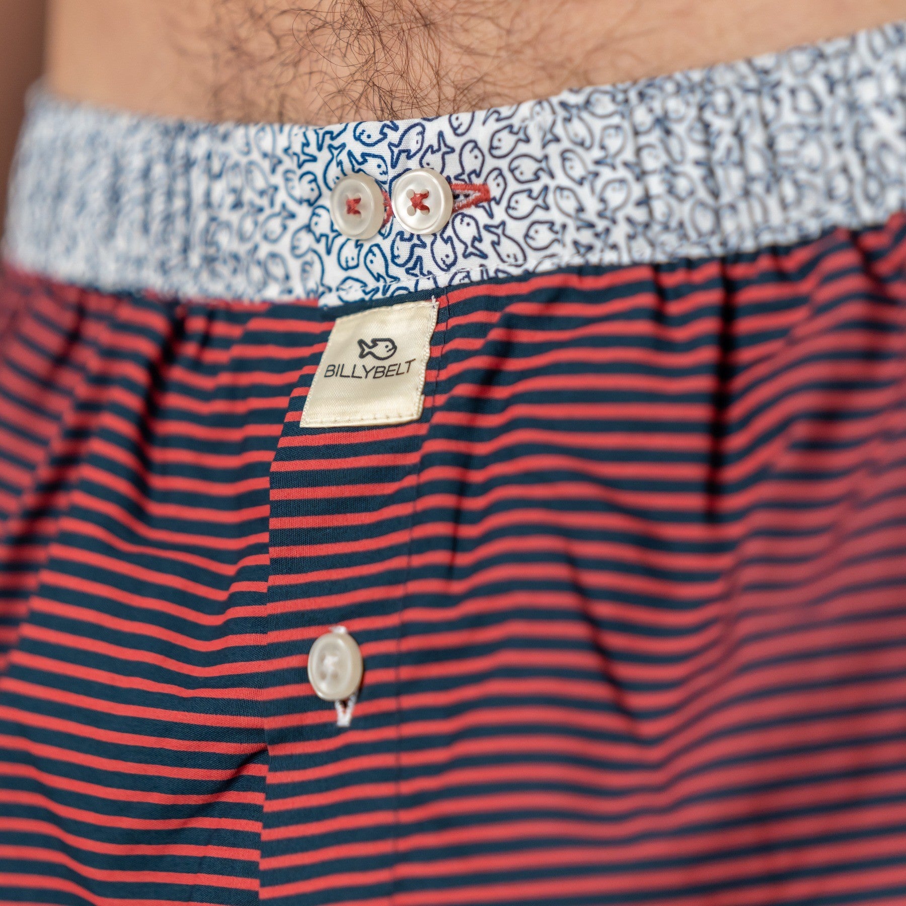 Boxer shorts 100% organic cotton Red stripes