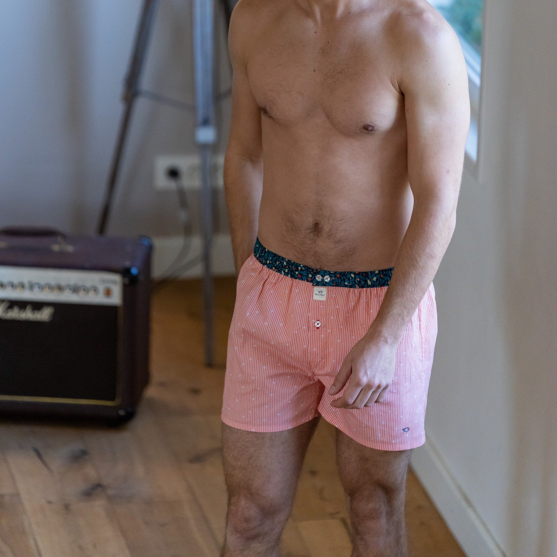 Boxer shorts 100% organic cotton Pinky stripes