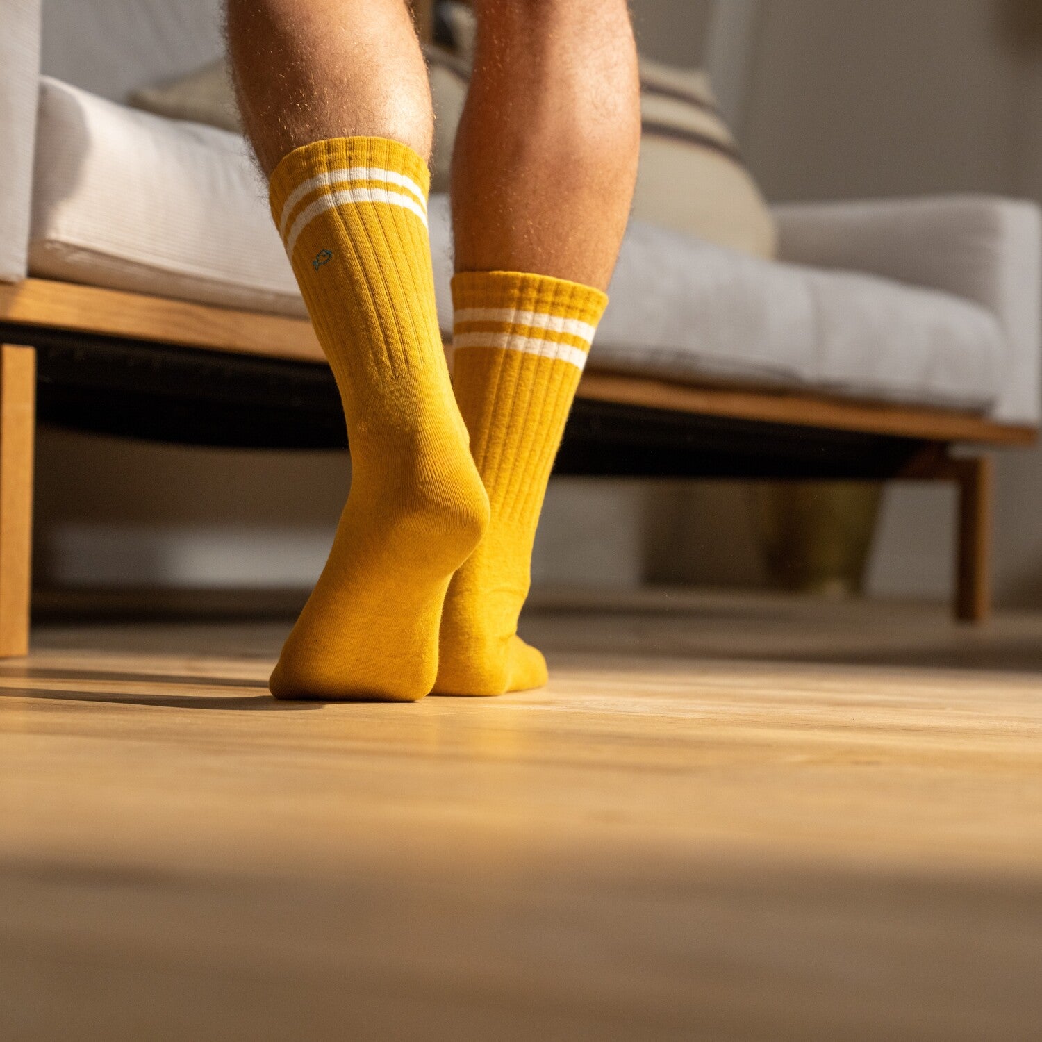 Socks in combed cotton Retro - Mustard