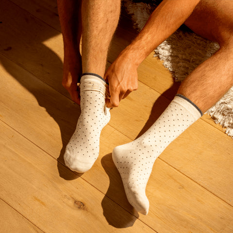 Socks in combed cotton Square - Ecru