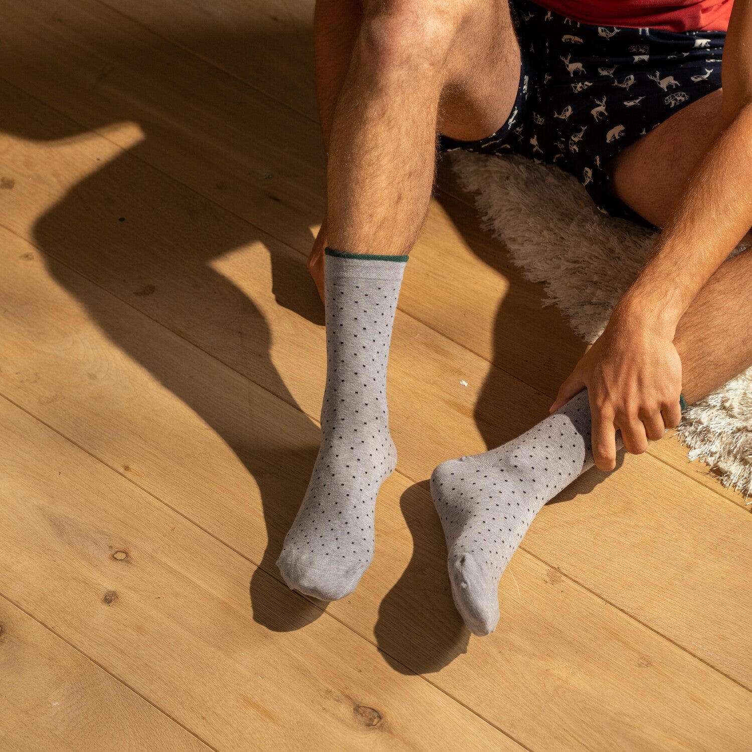 Chaussettes en coton peigné Square - Acier