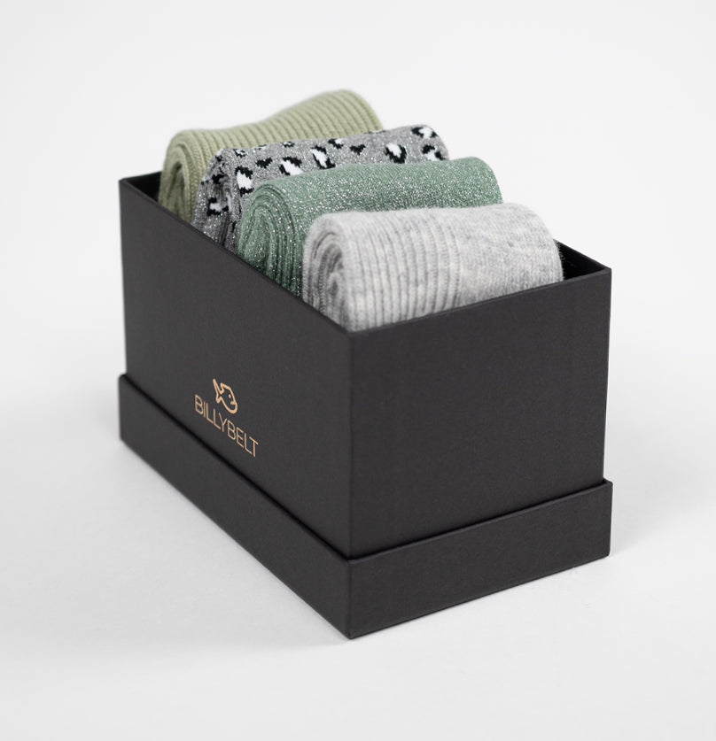 Coffret 4 chaussettes Vert et gris