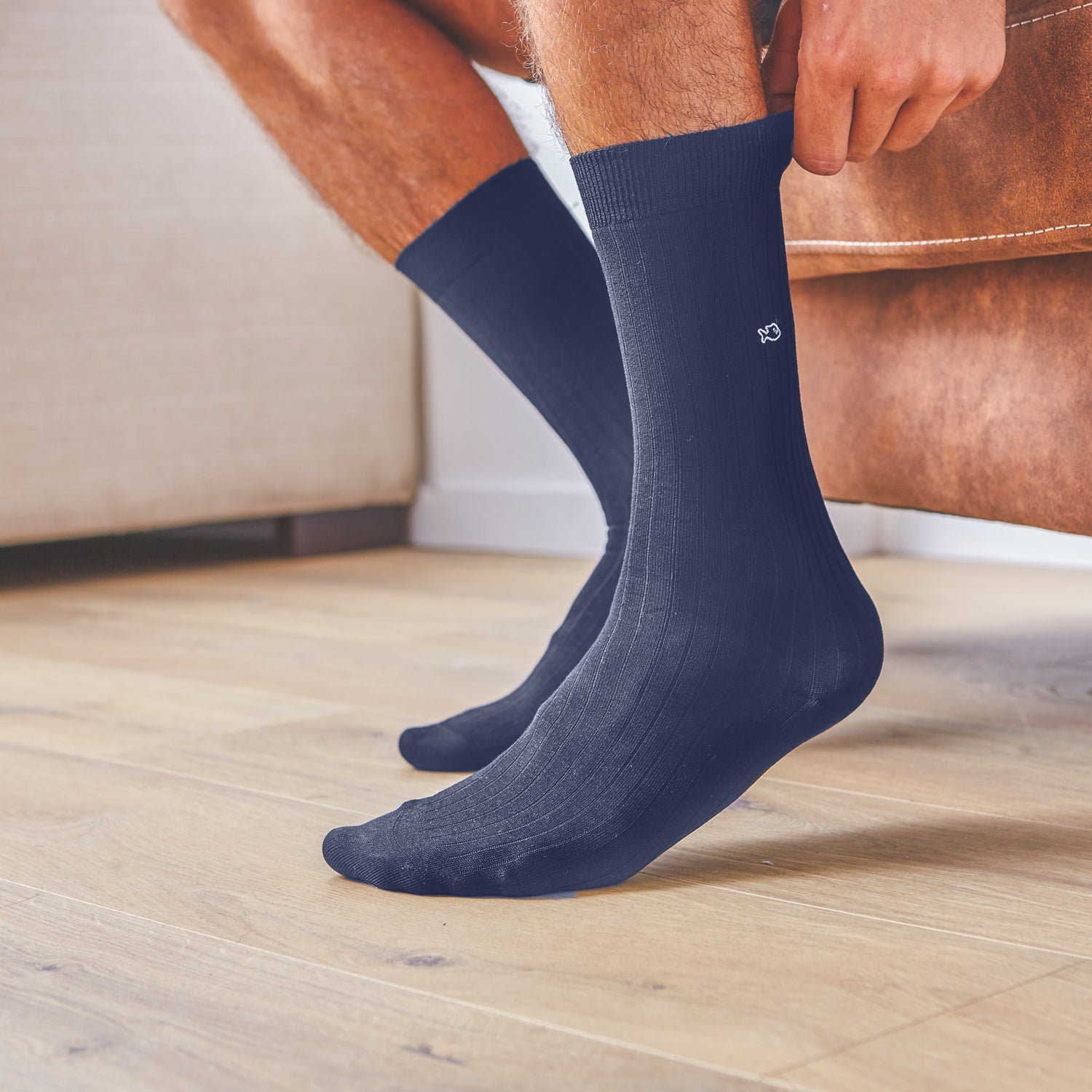 Chaussettes en coton mercerisé Fil d'Ecosse - Bleu marine