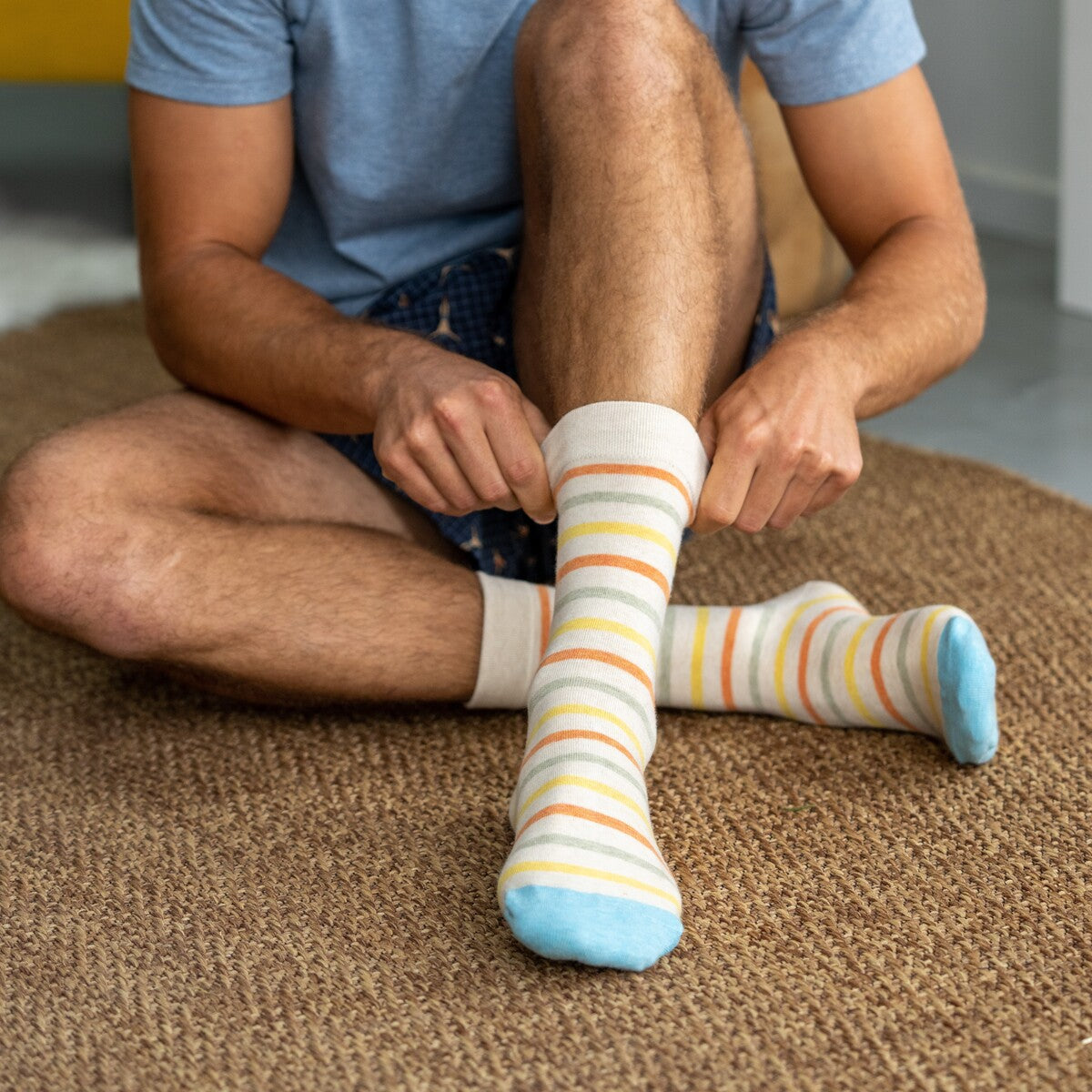 Combed cotton socks Wide stripes - Multicolored