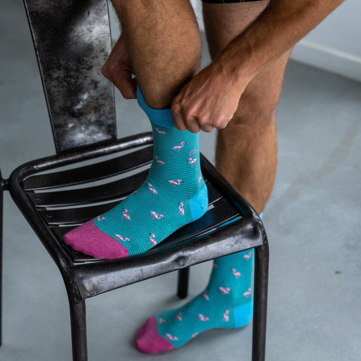 Chaussettes en coton peigné Animaux - Flamant rose