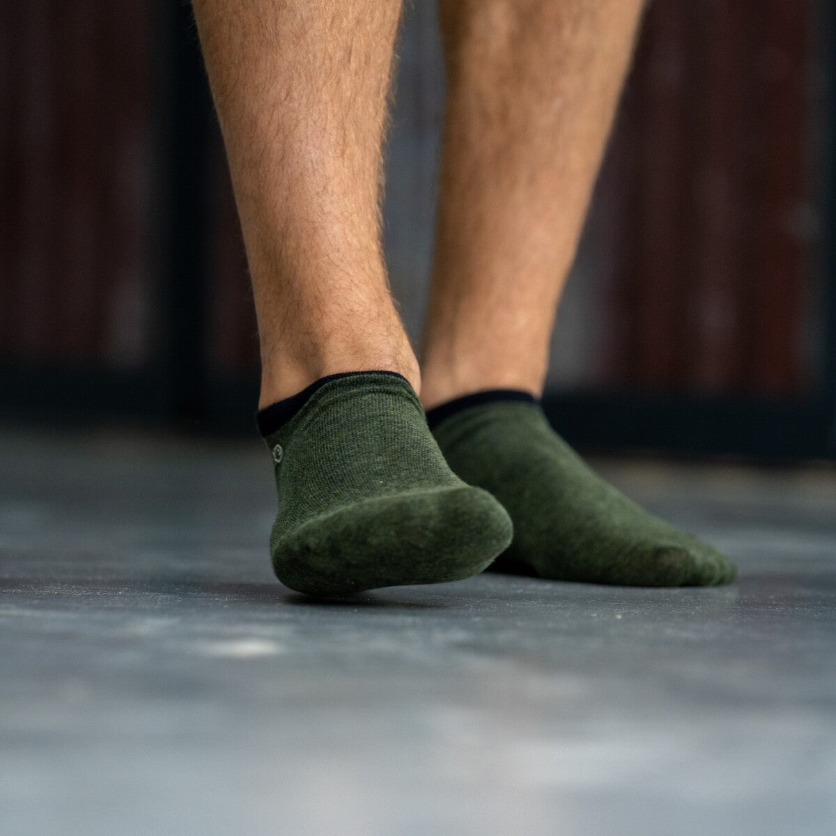 Ankle socks in combed cotton Plain - Mottled khaki