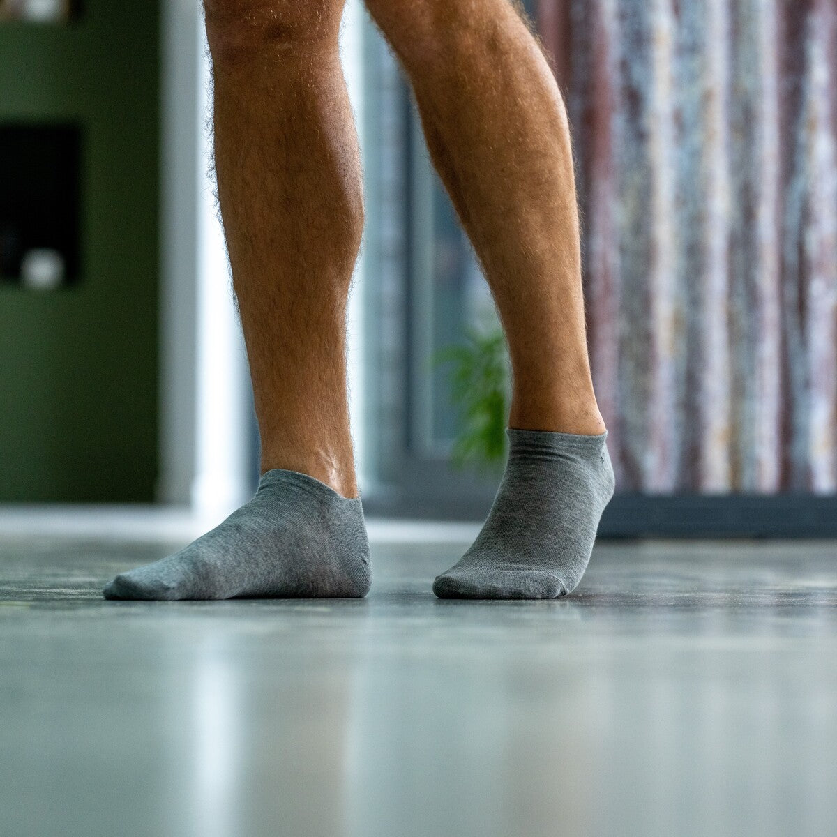 Ankle socks in combed cotton Plain - Mottled grey