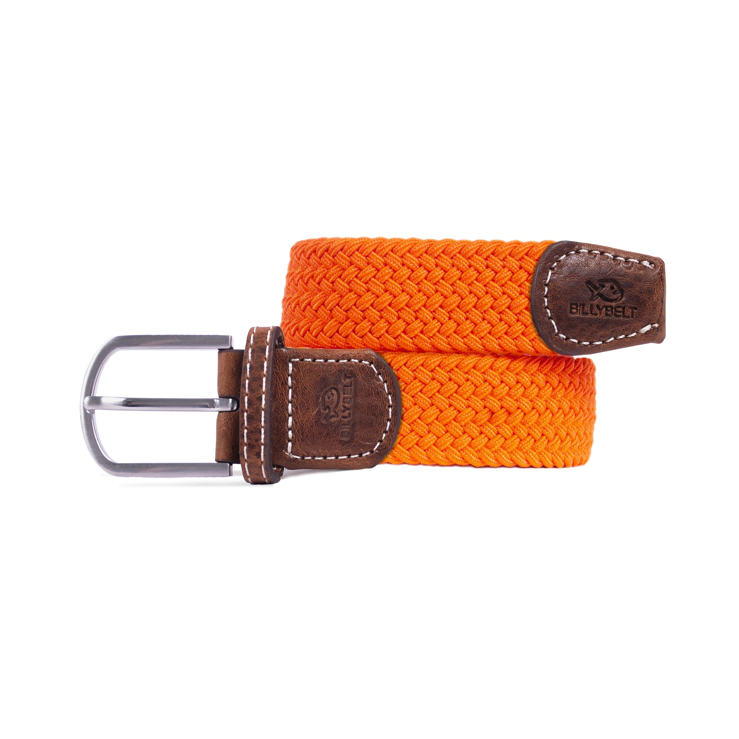 Ceinture Orange Vermillon  tressée élastique