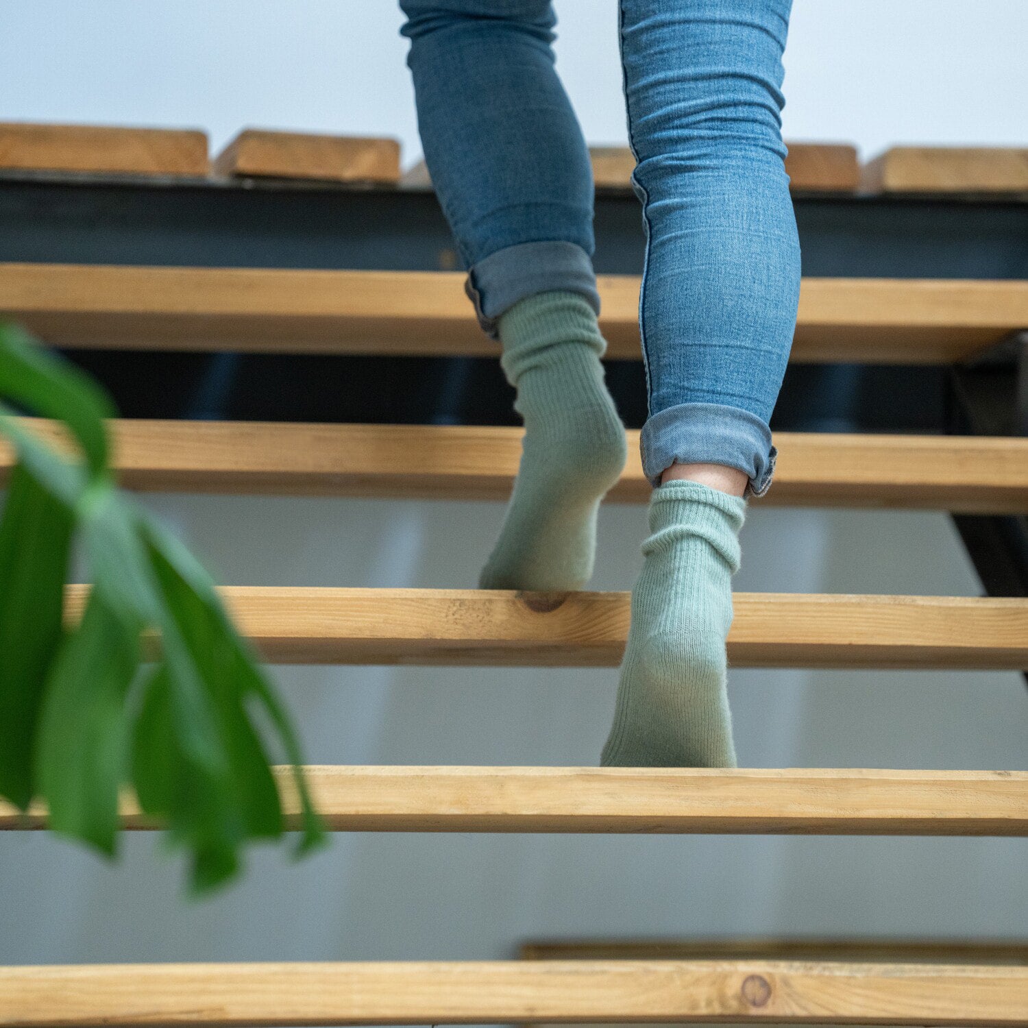 Chaussettes en laine avec angora Vert d'eau