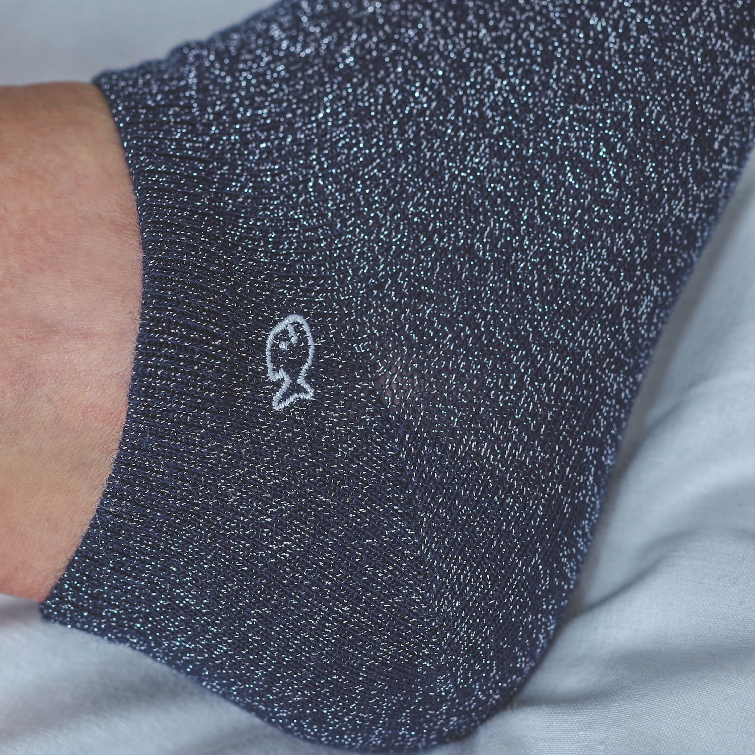 Glitter socks in combed cotton Plain - Navy blue