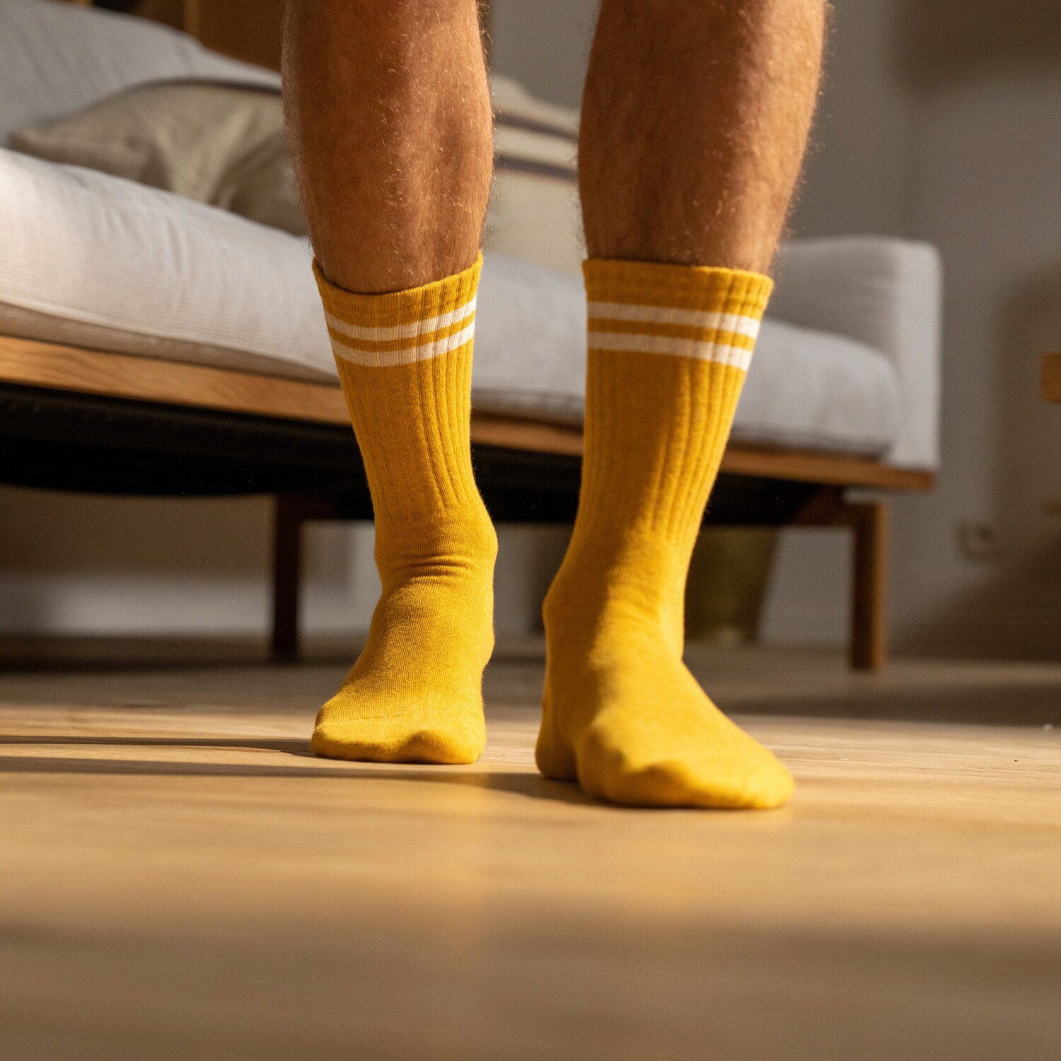 Socks in combed cotton Retro - Mustard