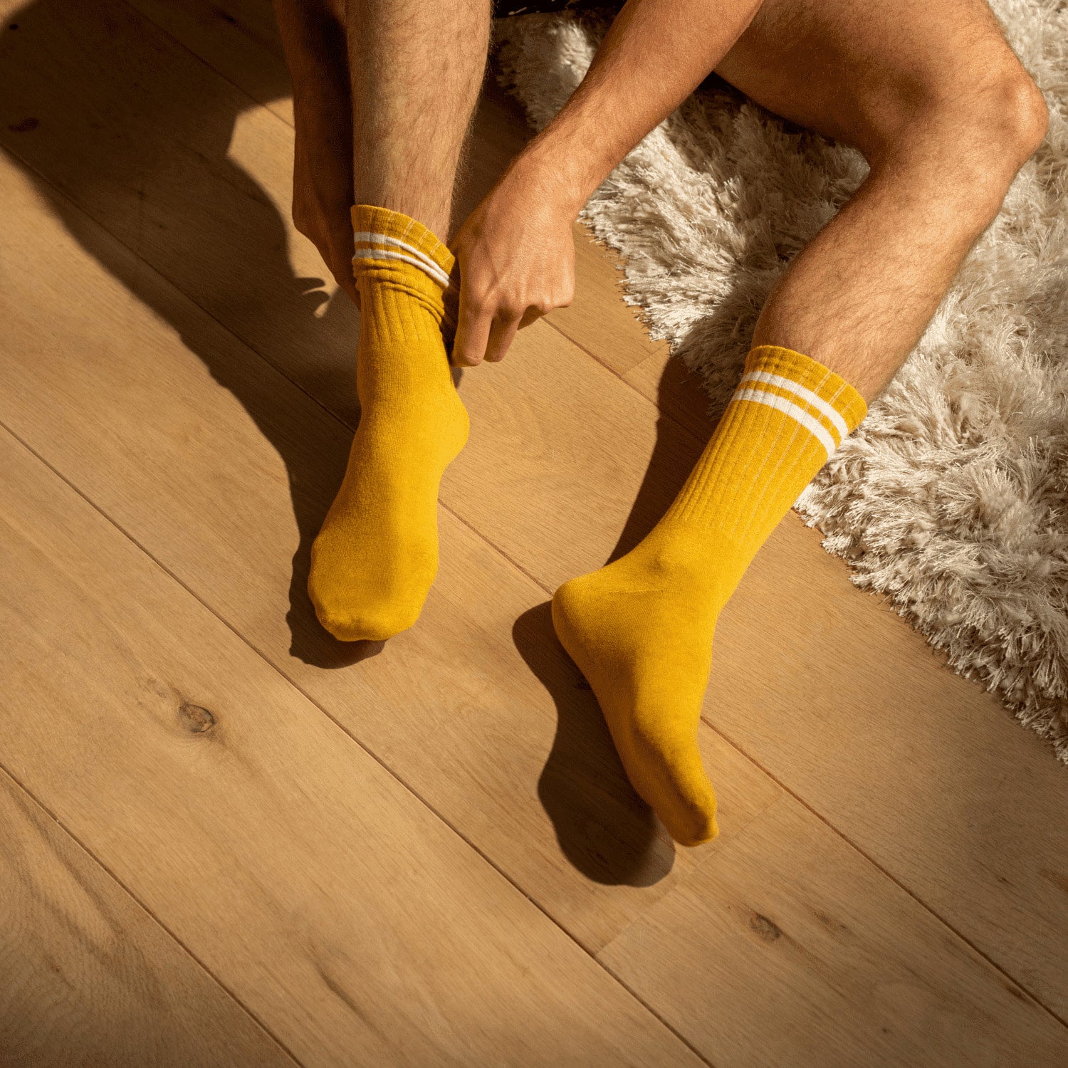 Socks in combed cotton Retro - Mustard