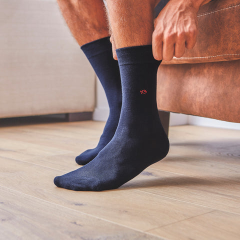 Chaussettes en coton peigné Unies - Bleu marine