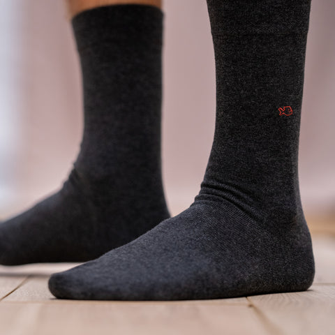 Chaussettes en coton peigné Unies - Gris souris