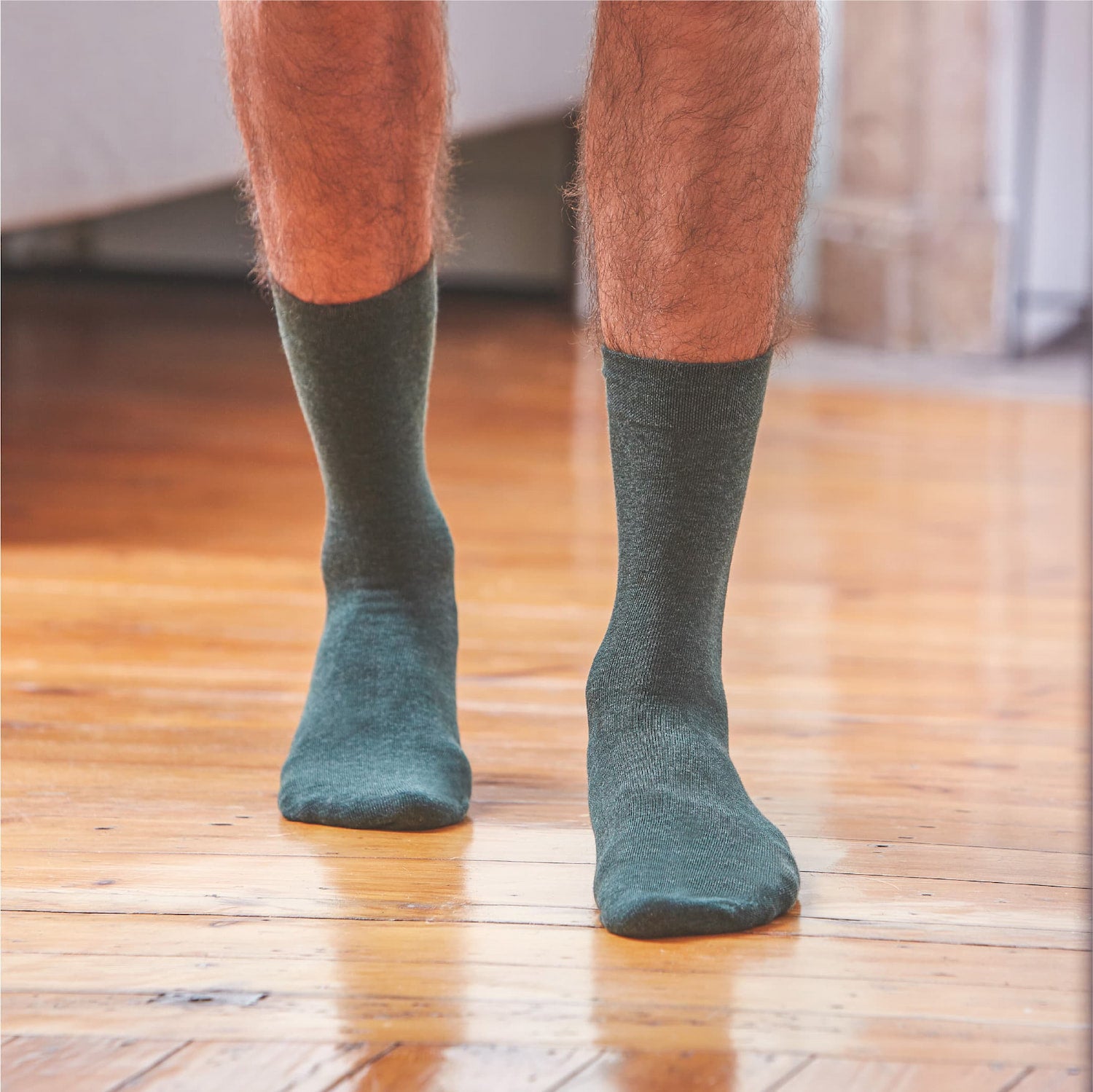 Chaussettes Vert Forêt  en coton peigné