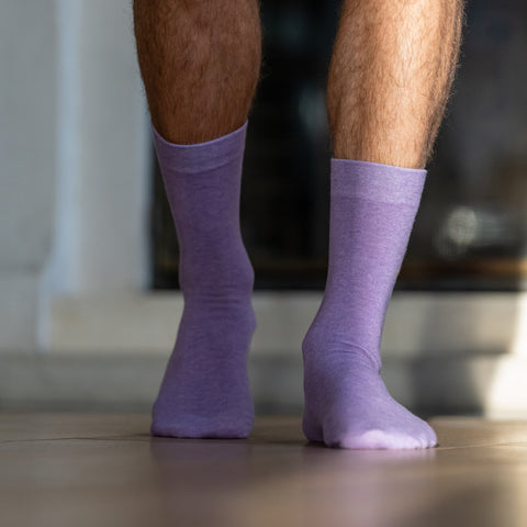 Chaussettes en coton peigné Unies - Mauve