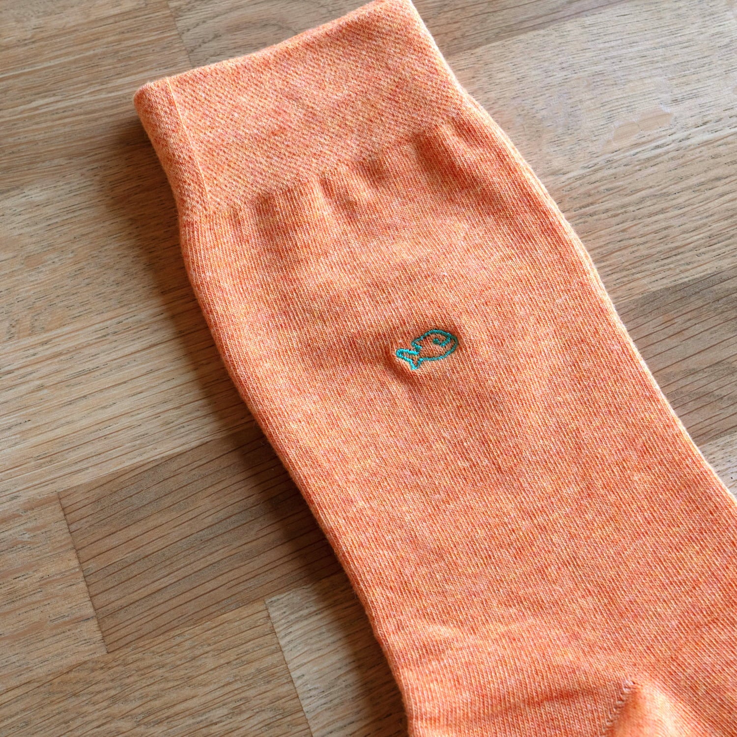 Chaussettes en coton peigné Unies - Orange clair