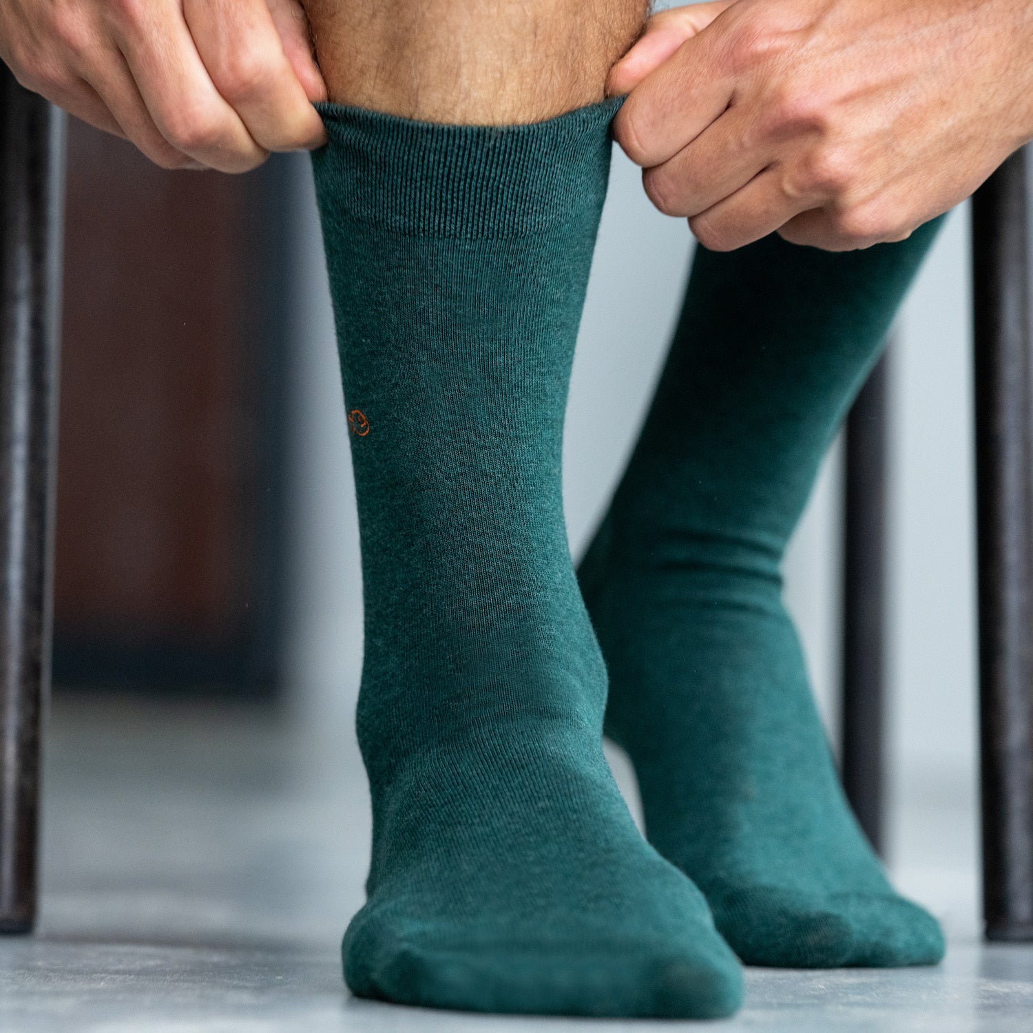 Chaussettes en coton peigné Unies - Vert anglais