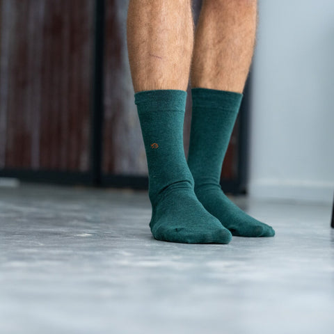 Chaussettes en coton peigné Unies - Vert anglais