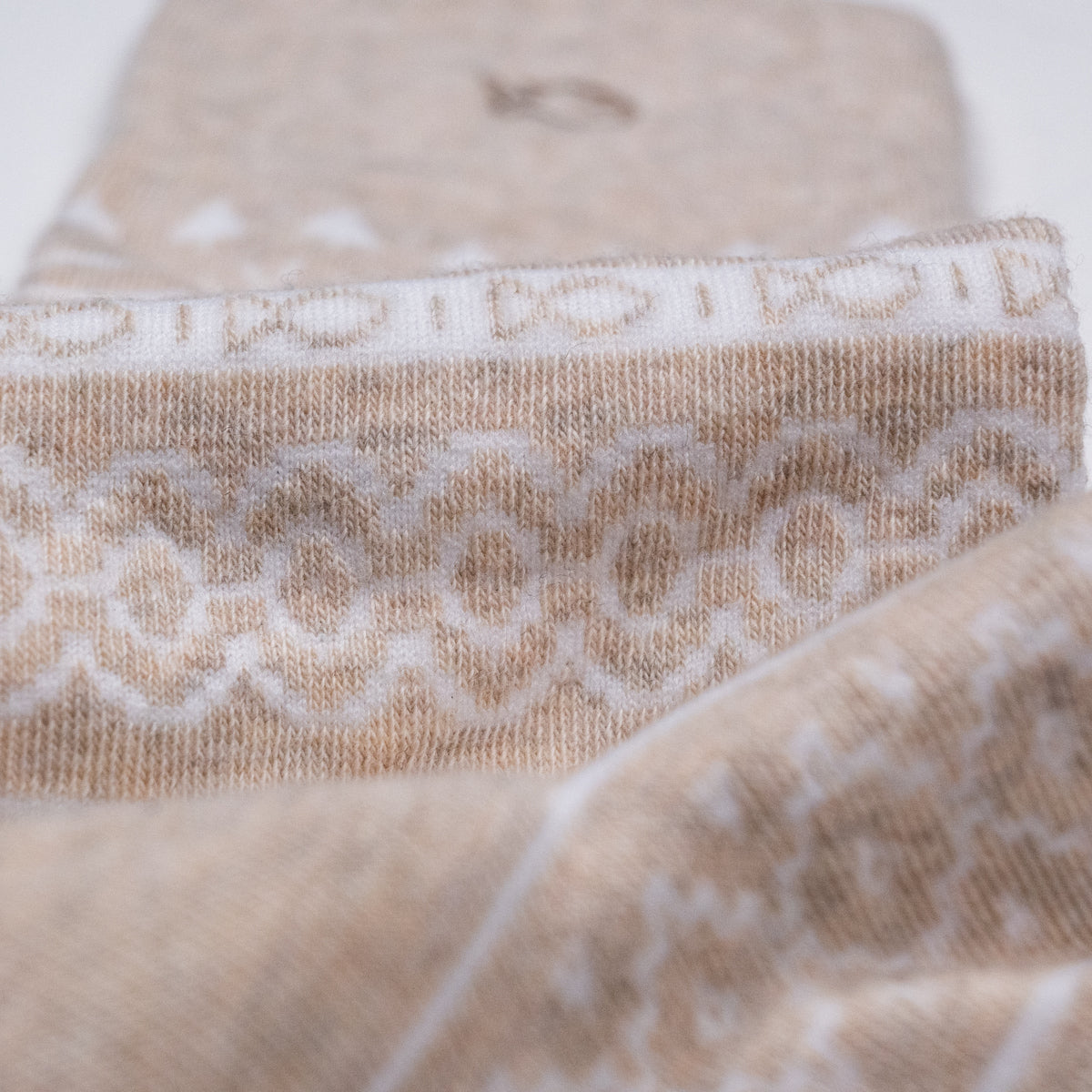 Chaussettes en coton peigné Jacquard - Beige