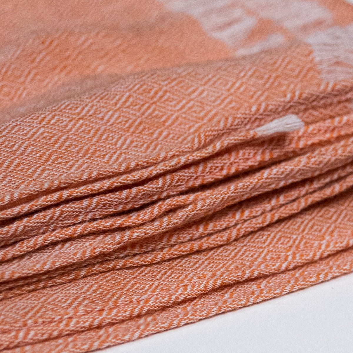 Foulard 100% coton biologique Jacquard orange