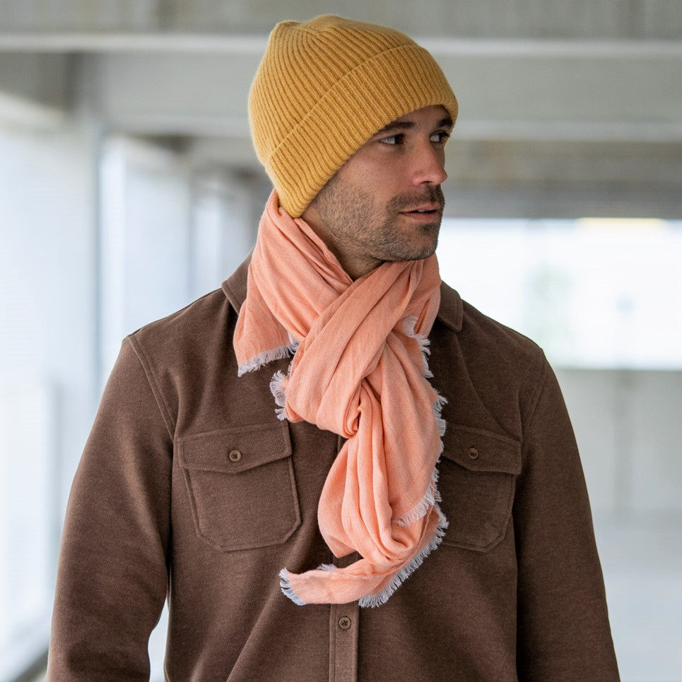 Scarf 100% organic cotton Orange jacquard