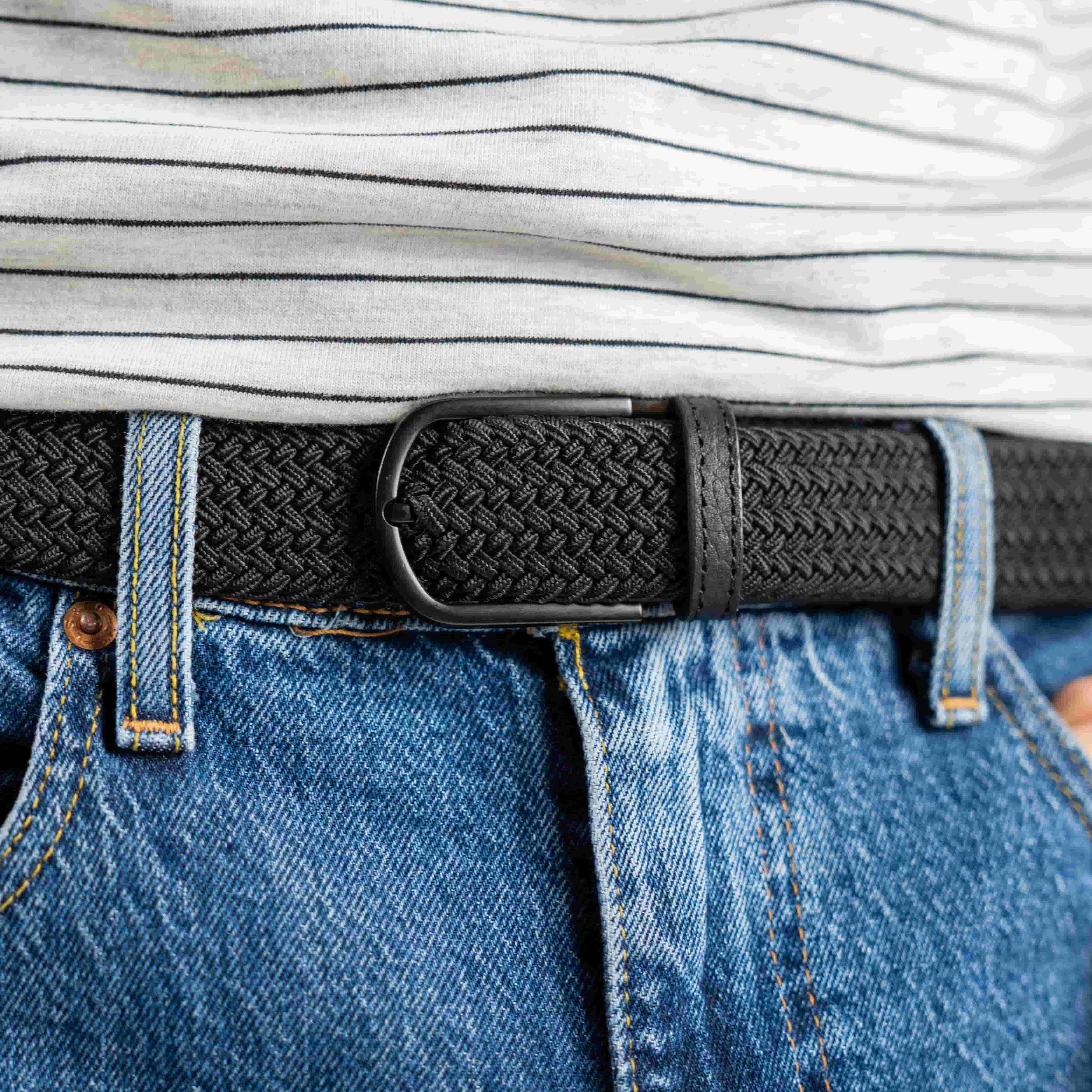 Ceinture tressee elastique all black BILLYBELT