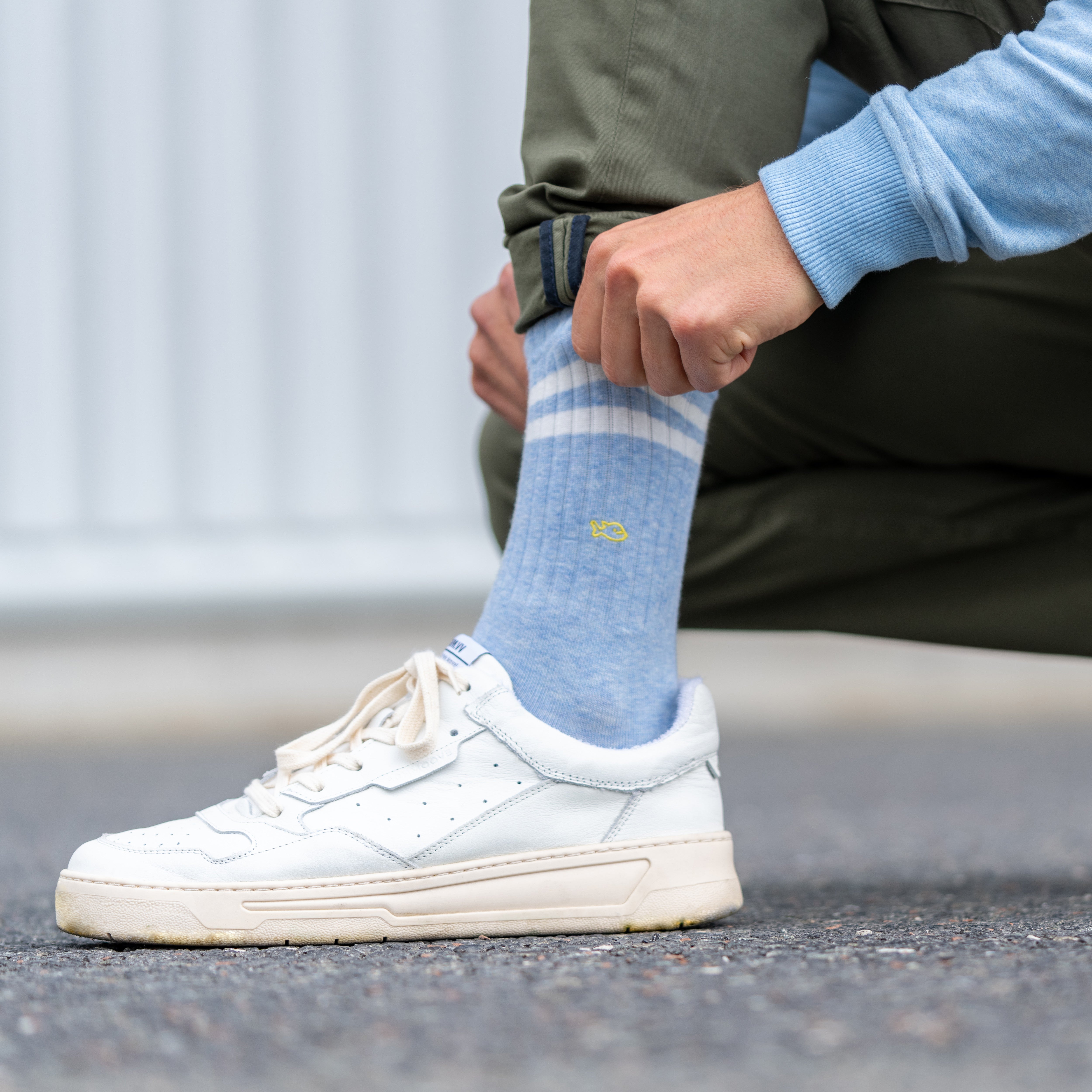 Socks in combed cotton Retro - Light blue