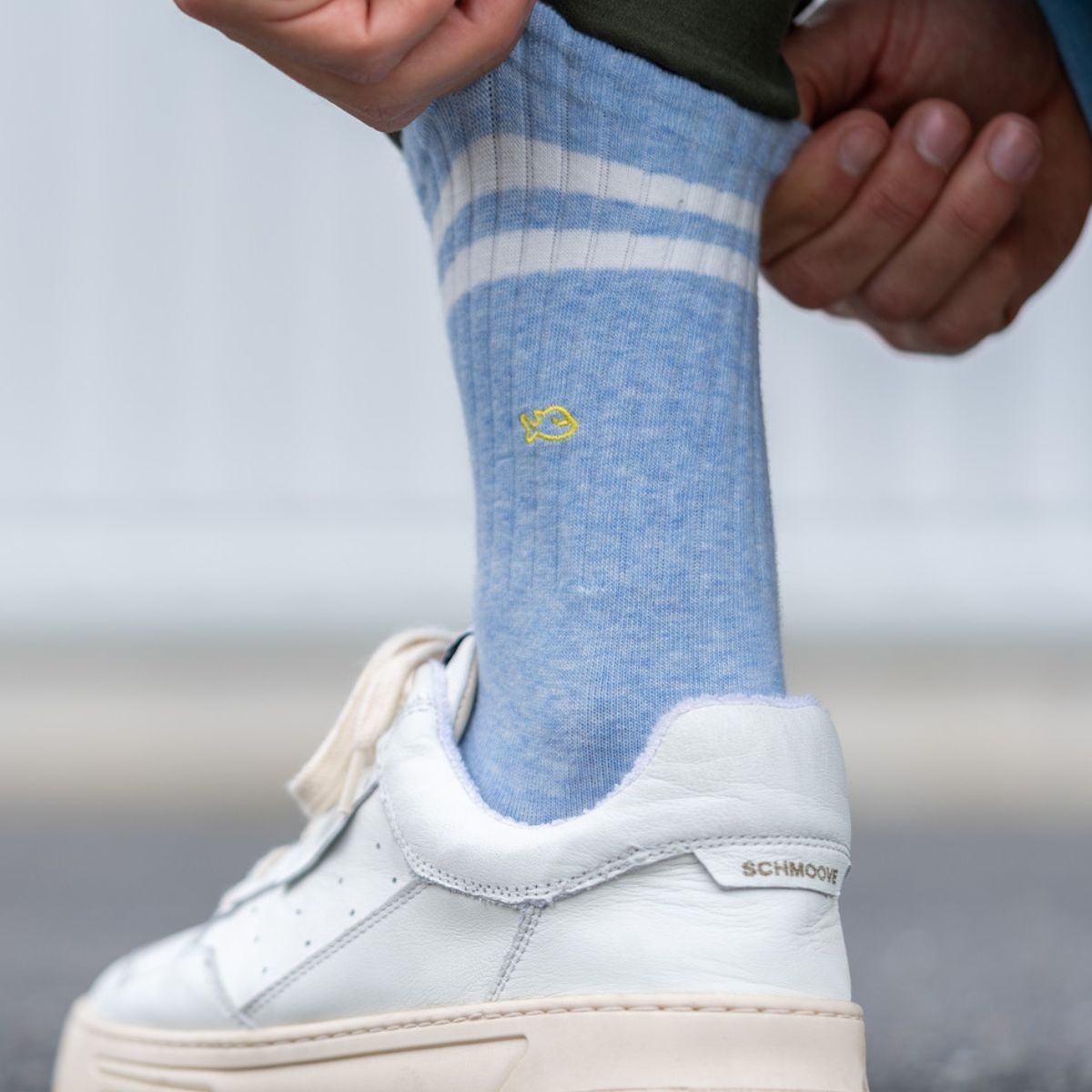 Socks in combed cotton Retro - Light blue