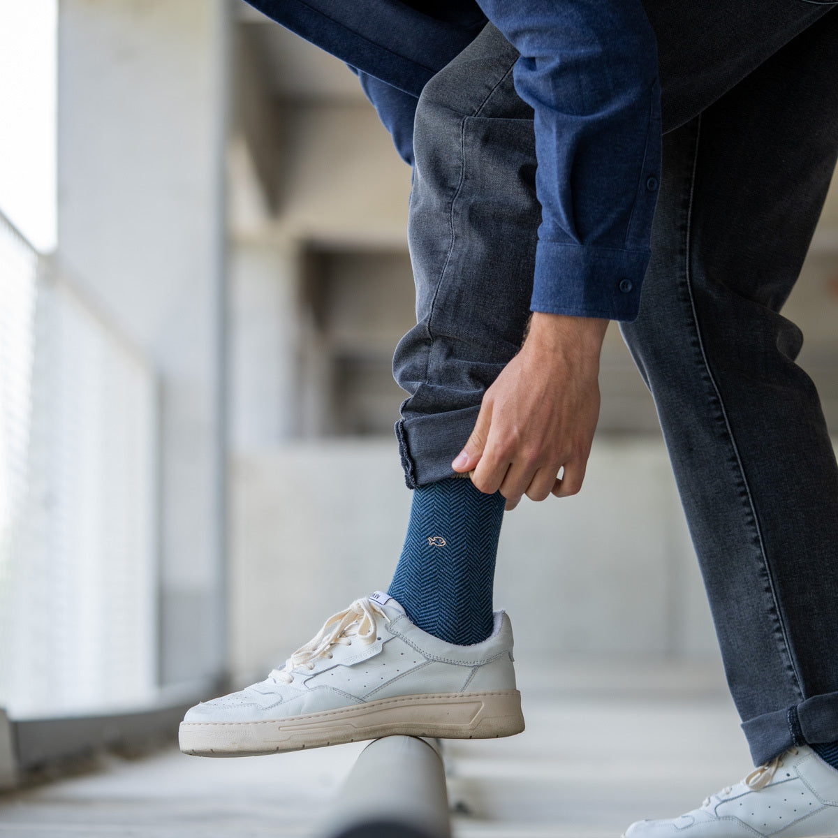 Chaussettes en coton peigné Chevrons - Belle-île