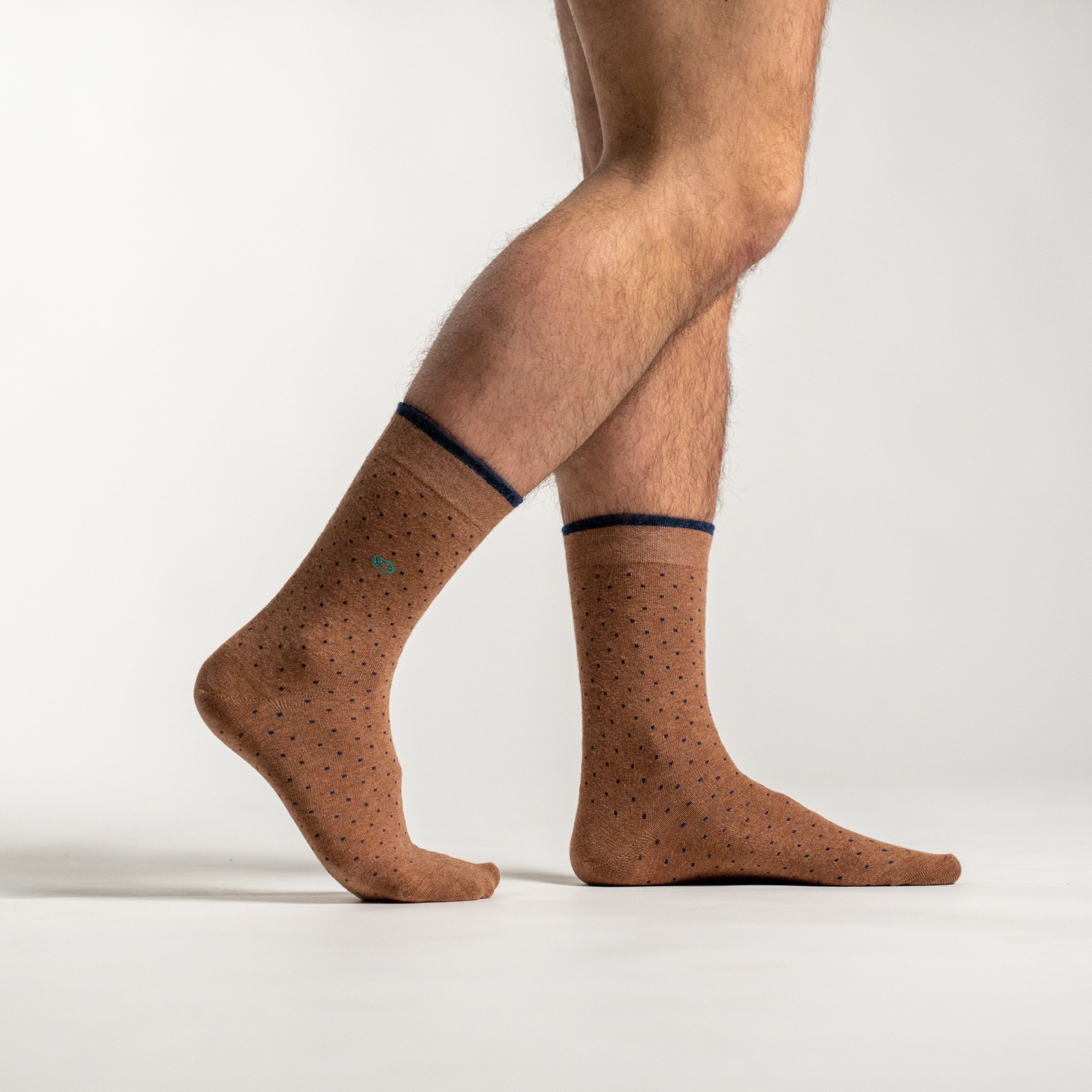 Chaussettes en coton peigné Square - Marron