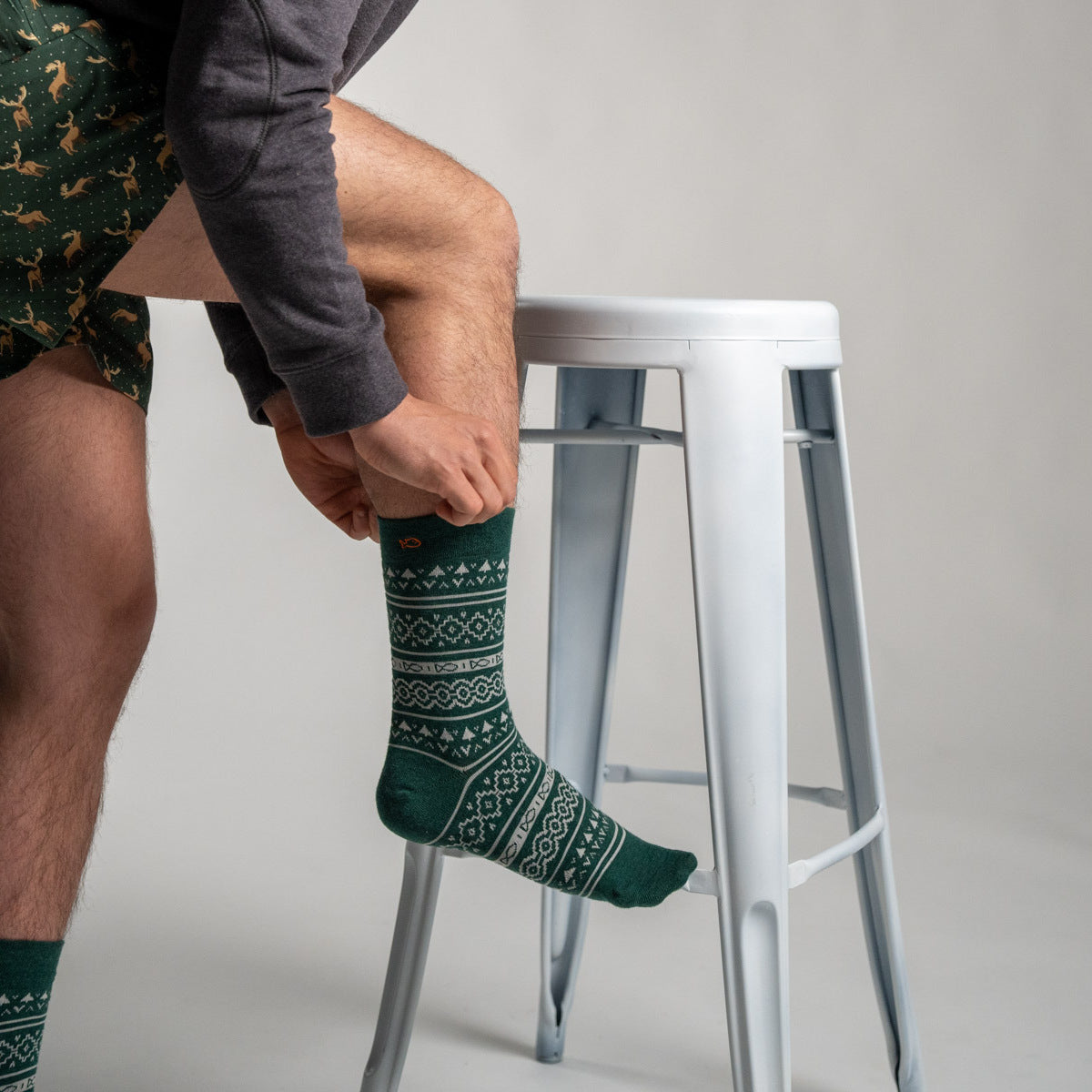 Socks in combed cotton Jacquard - Green