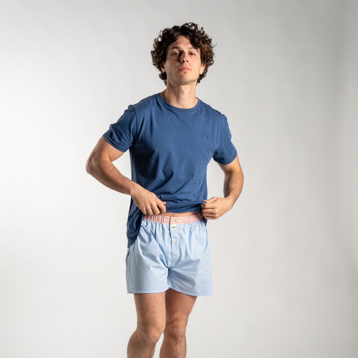 Boxer shorts 100% organic cotton The blue stripes