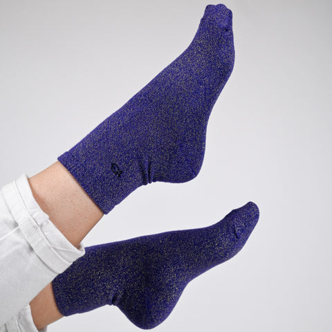 Chaussettes pailletées en coton peigné Unies - Violet