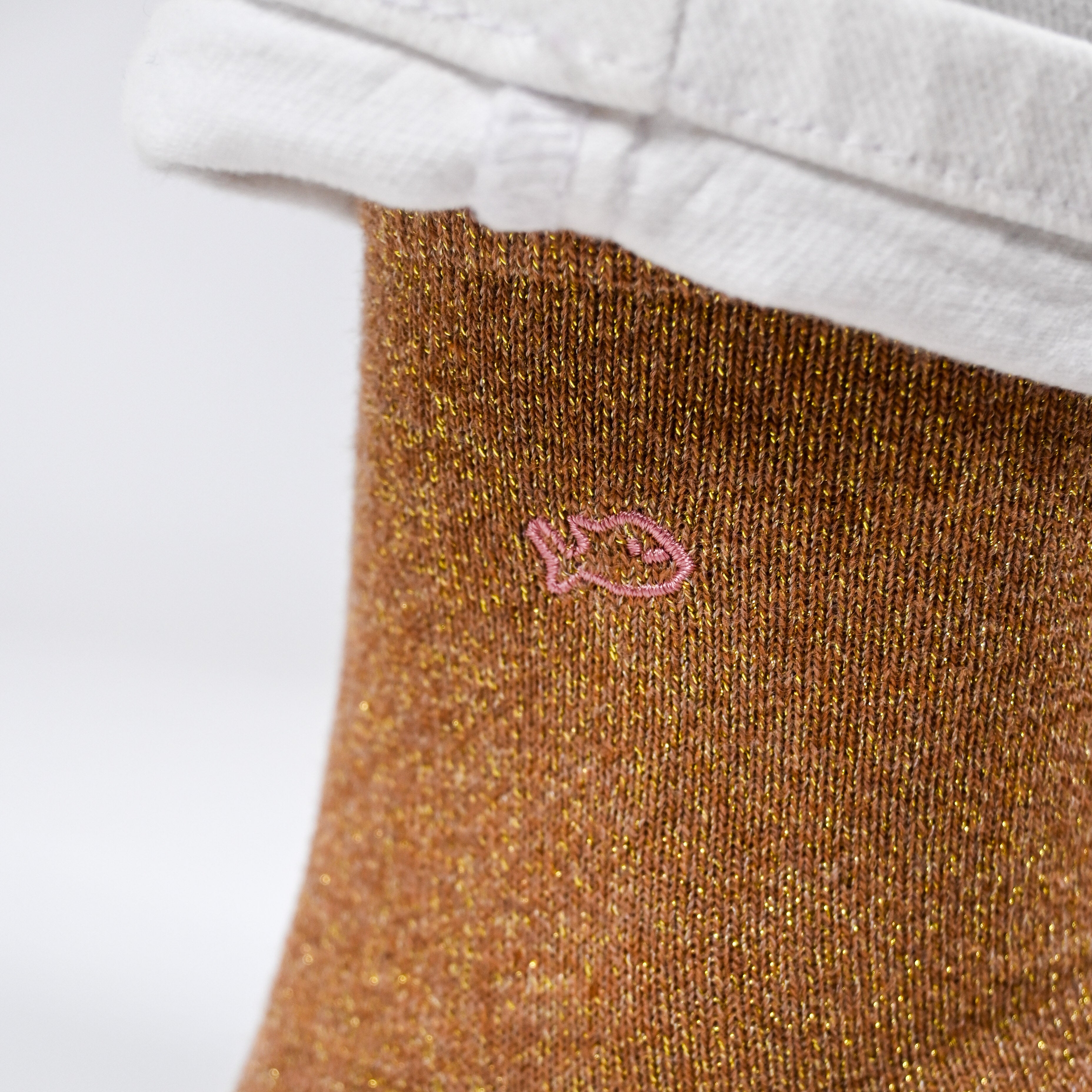 Chaussettes pailletées en coton peigné Unies - Cuivre