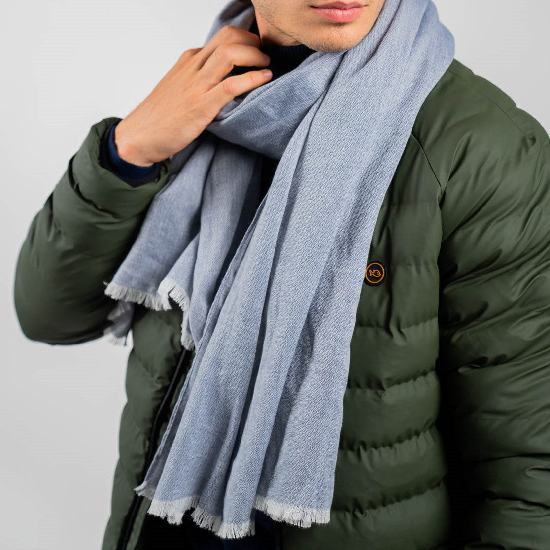 Foulard 100% coton biologique Jacquard bleu