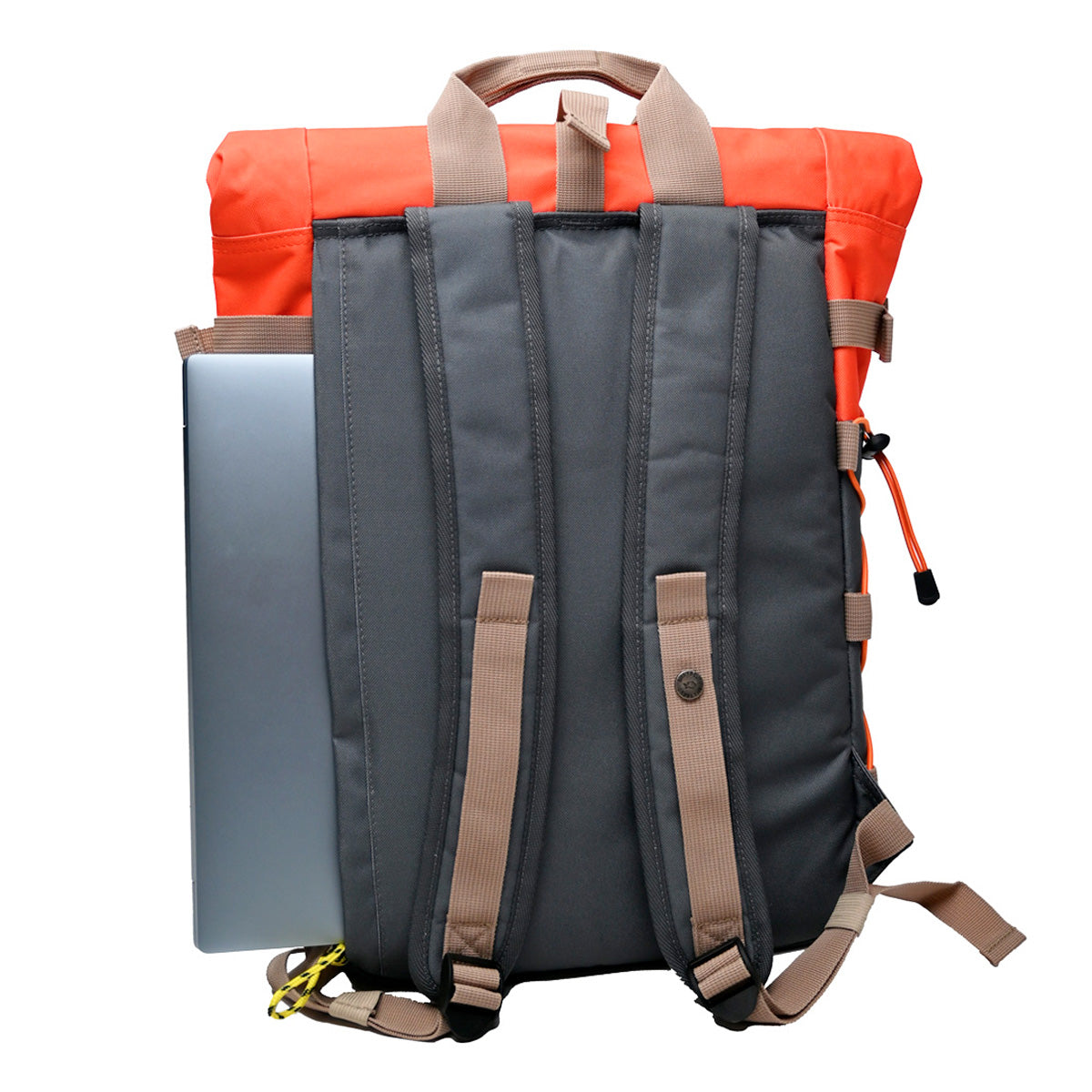 Backpack 100% recycled polyester Roll-top - Orange and grey blue