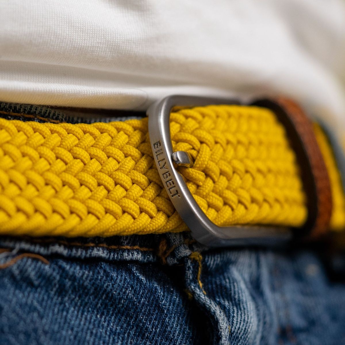 Ceinture tressée élastique Jaune impérial