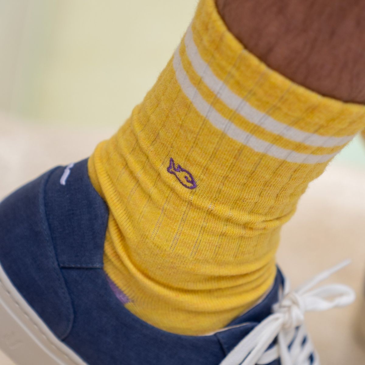 Chaussettes en coton peigné Retro - Jaune