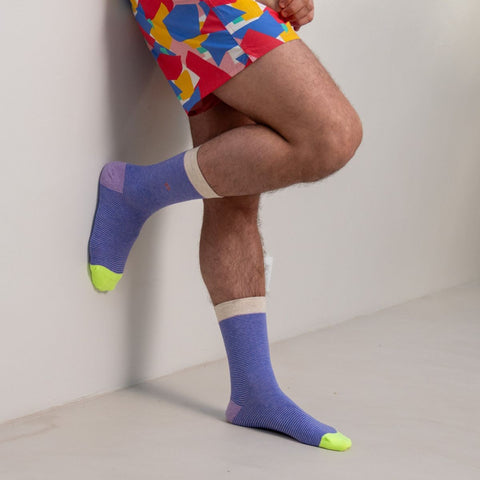 Socks in combed cotton Striped - Vibrant