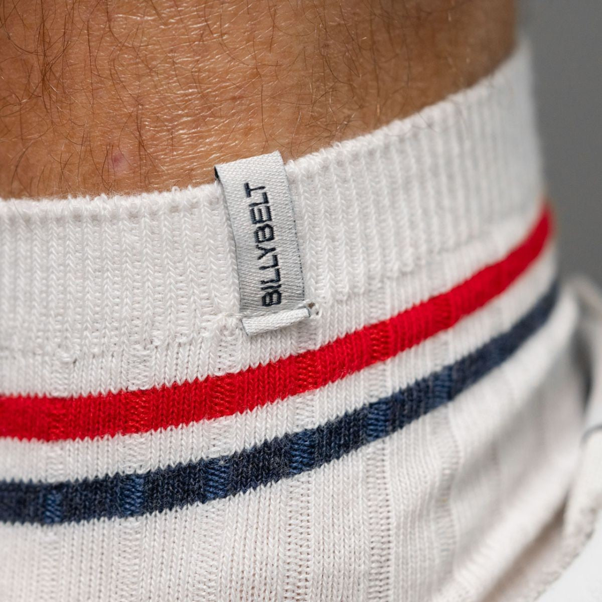 Socks in combed cotton Mid-cuts - White, red and blue striped