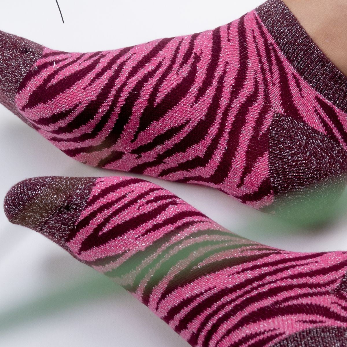 Glitter socks in combed cotton Zebra - Pink
