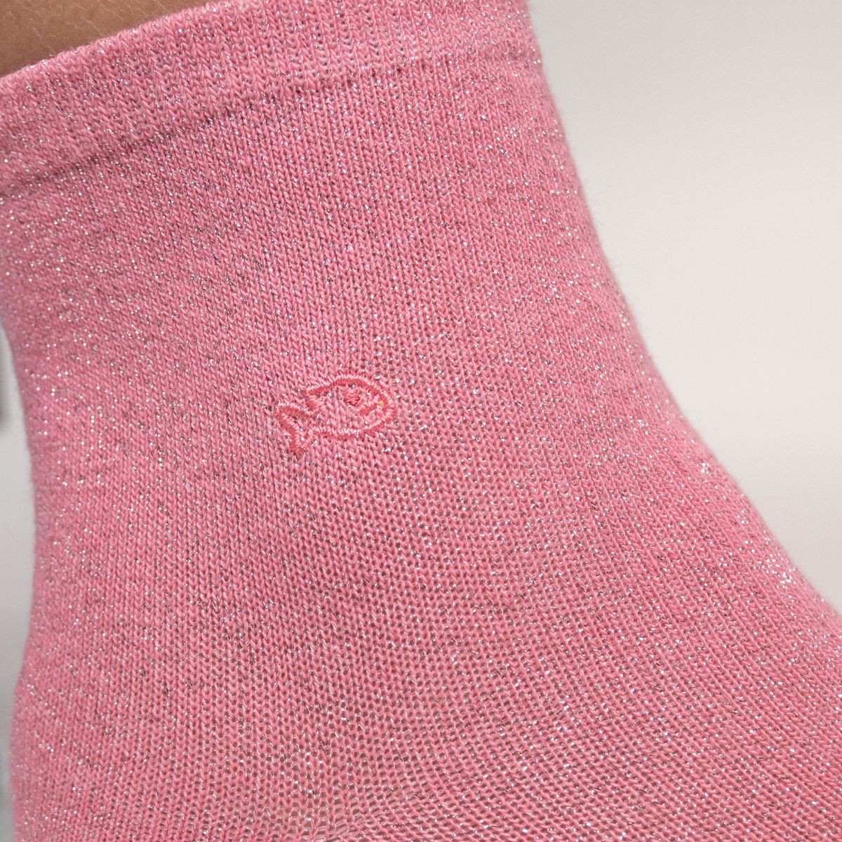 Glitter socks in combed cotton Plain - Peach pink