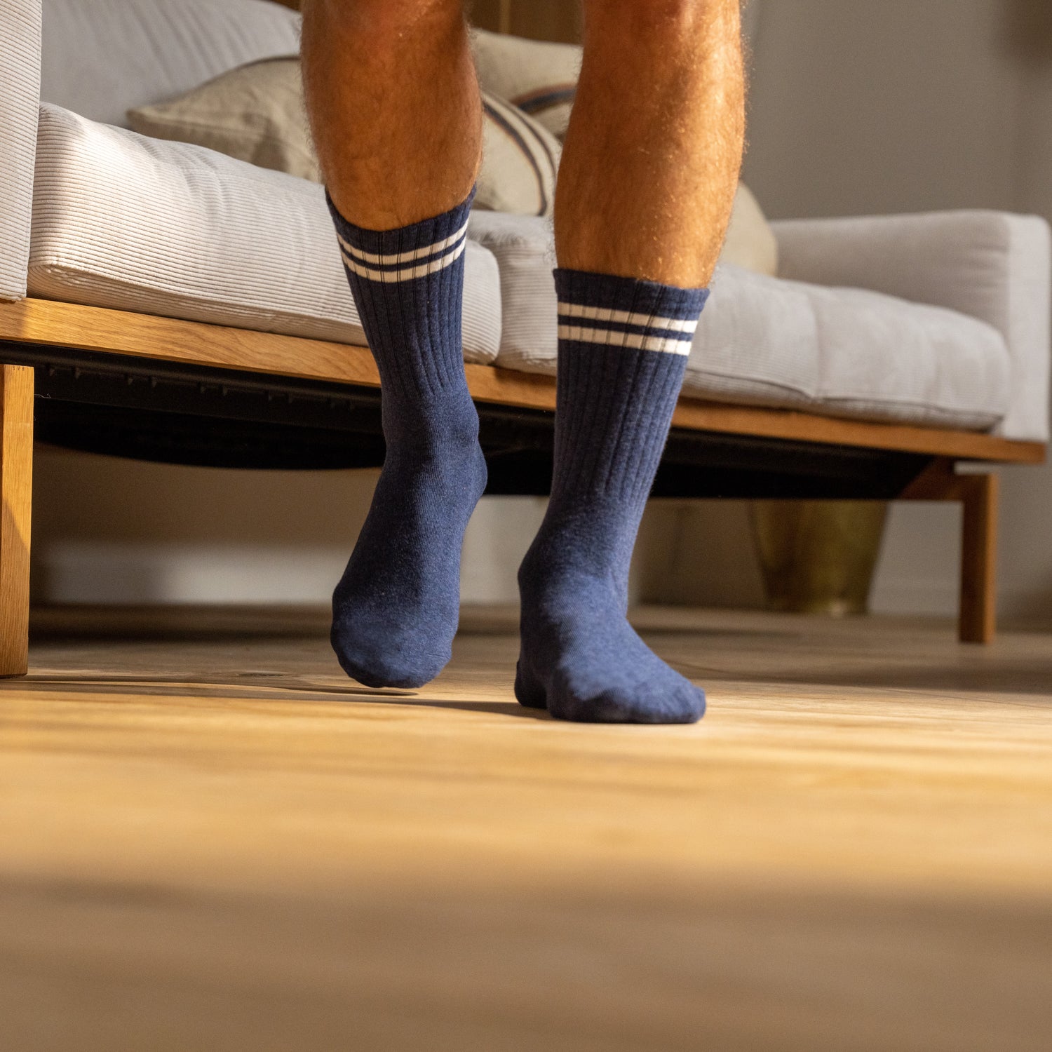 Socks in combed cotton Retro - Blue, white striped